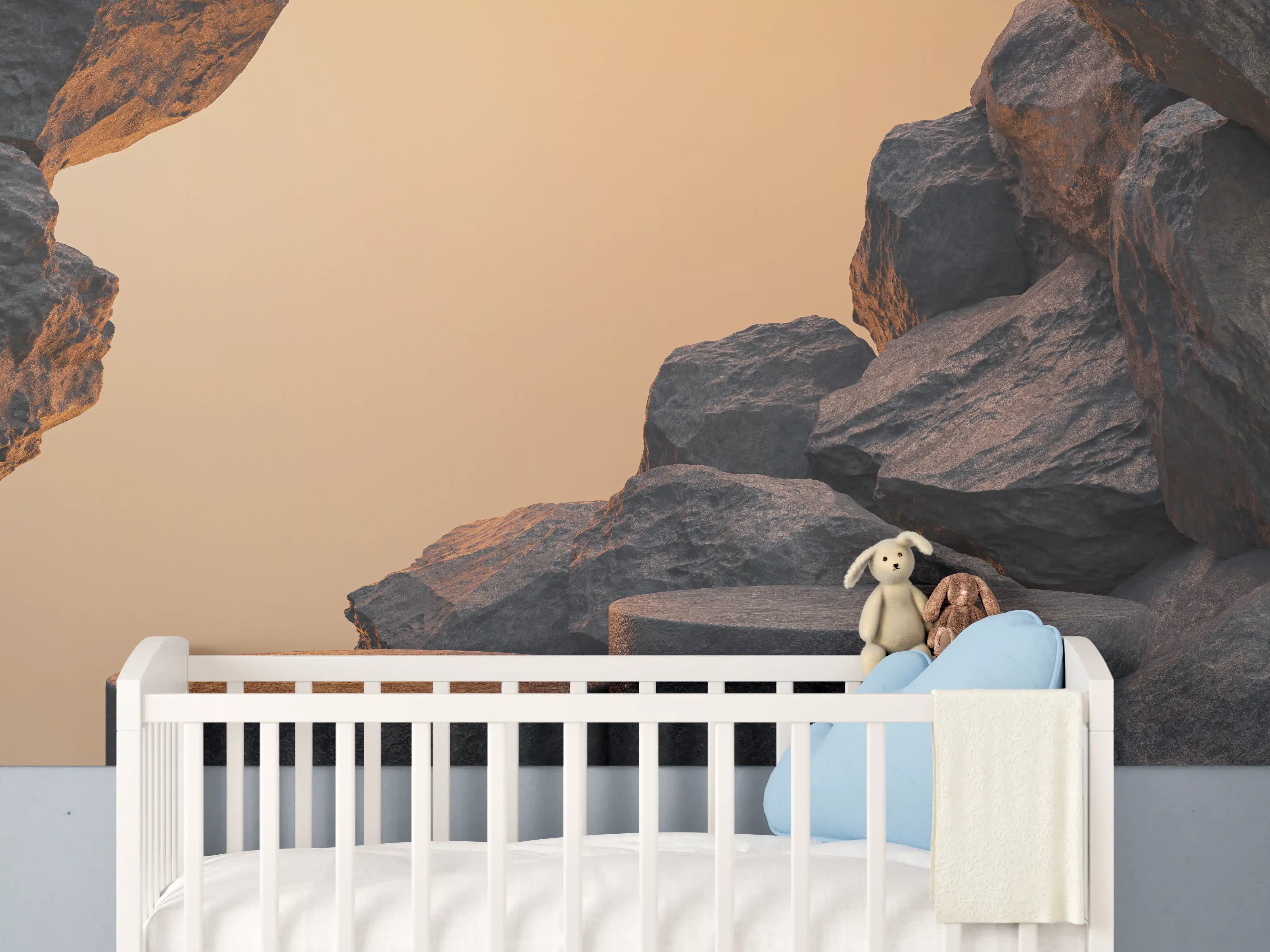 Babyzimmer Wandgestaltung - Steiniger Hintergrund - Grau