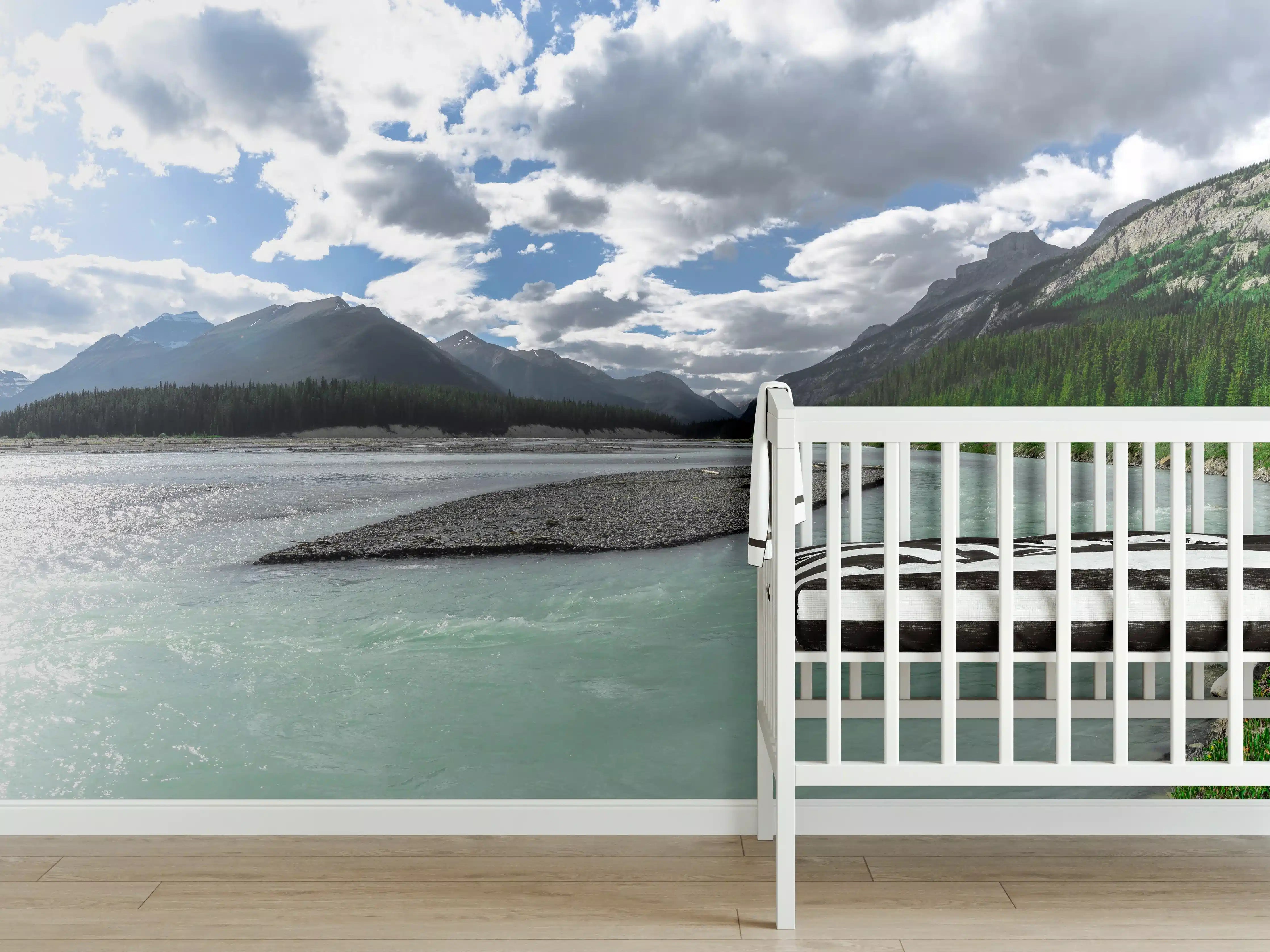 Babyzimmer Wandgestaltung - Steinlandschaft auf dem Wasser in Banff