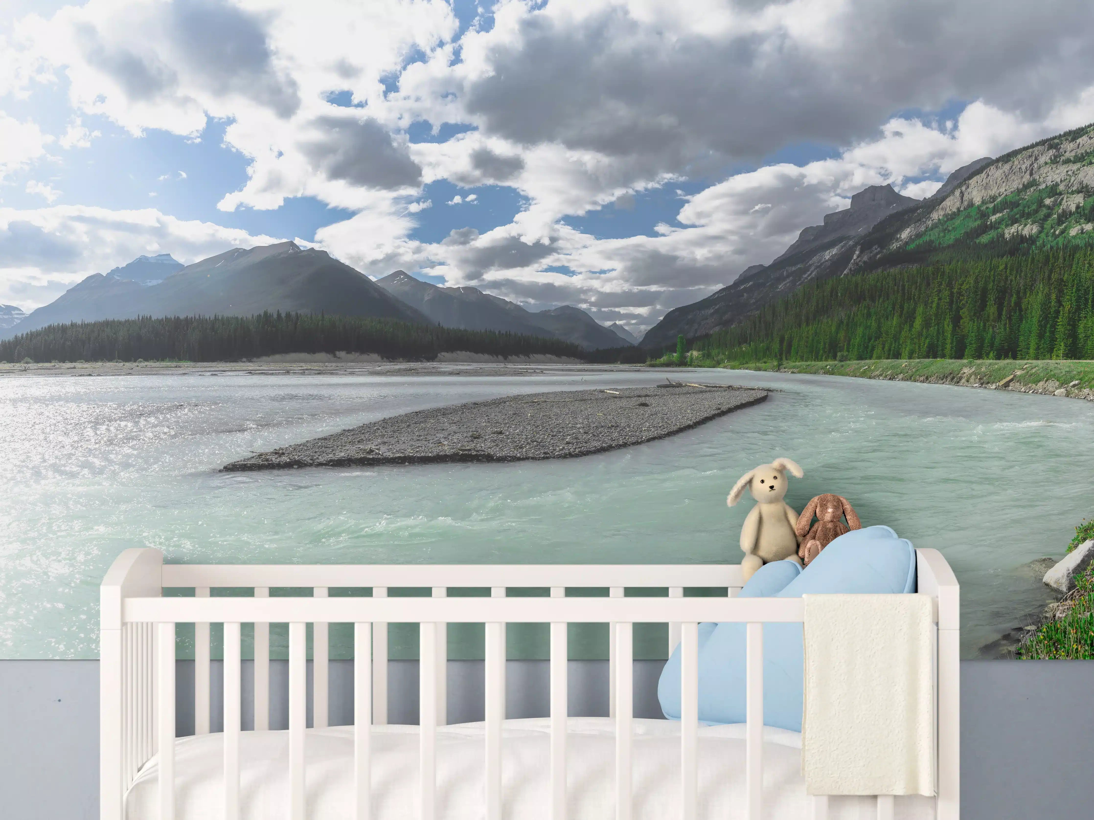 Babyzimmer Wandgestaltung - Steinlandschaft auf dem Wasser in Banff