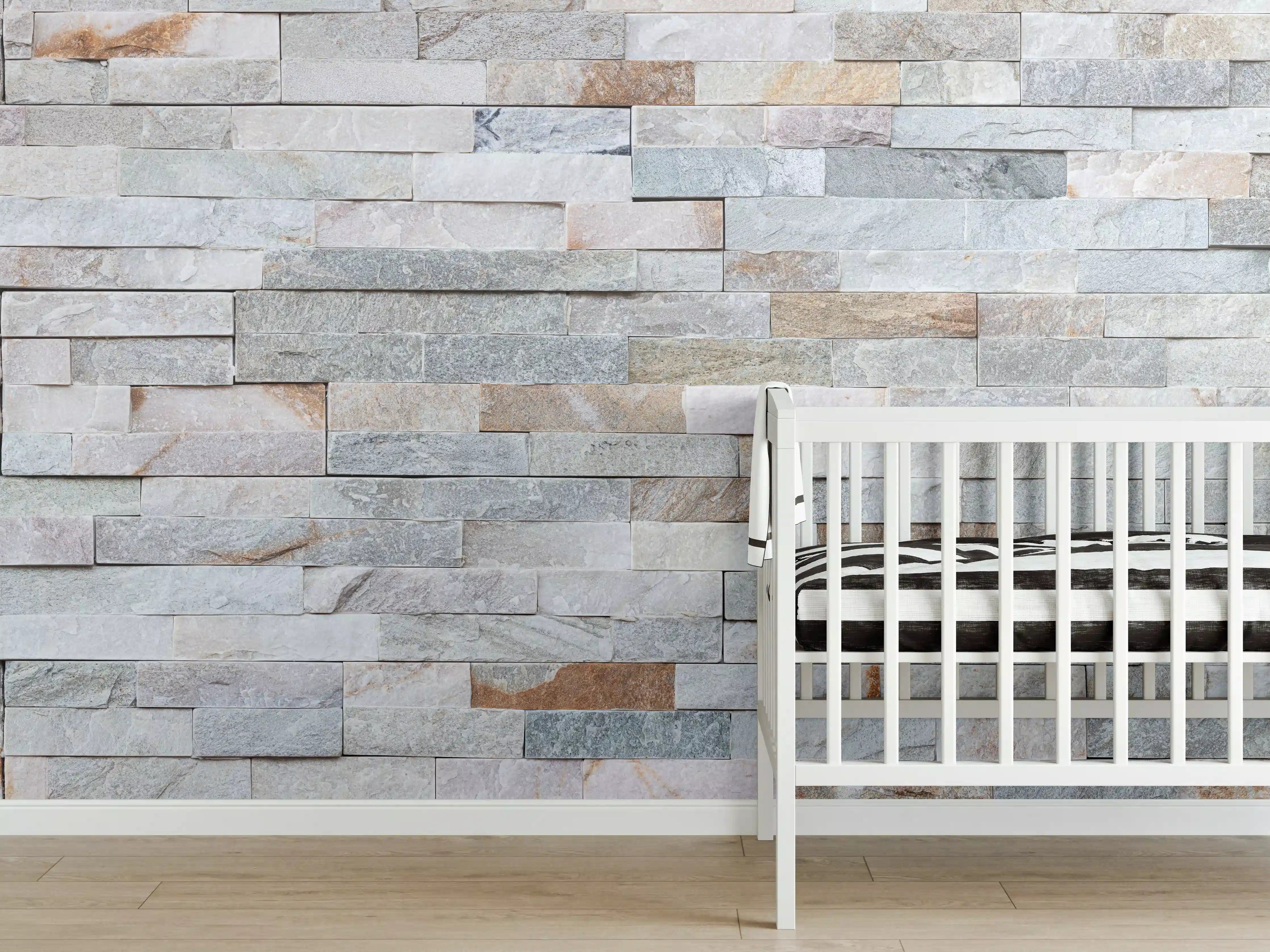 Babyzimmer Wandgestaltung - Steinwandmuster
