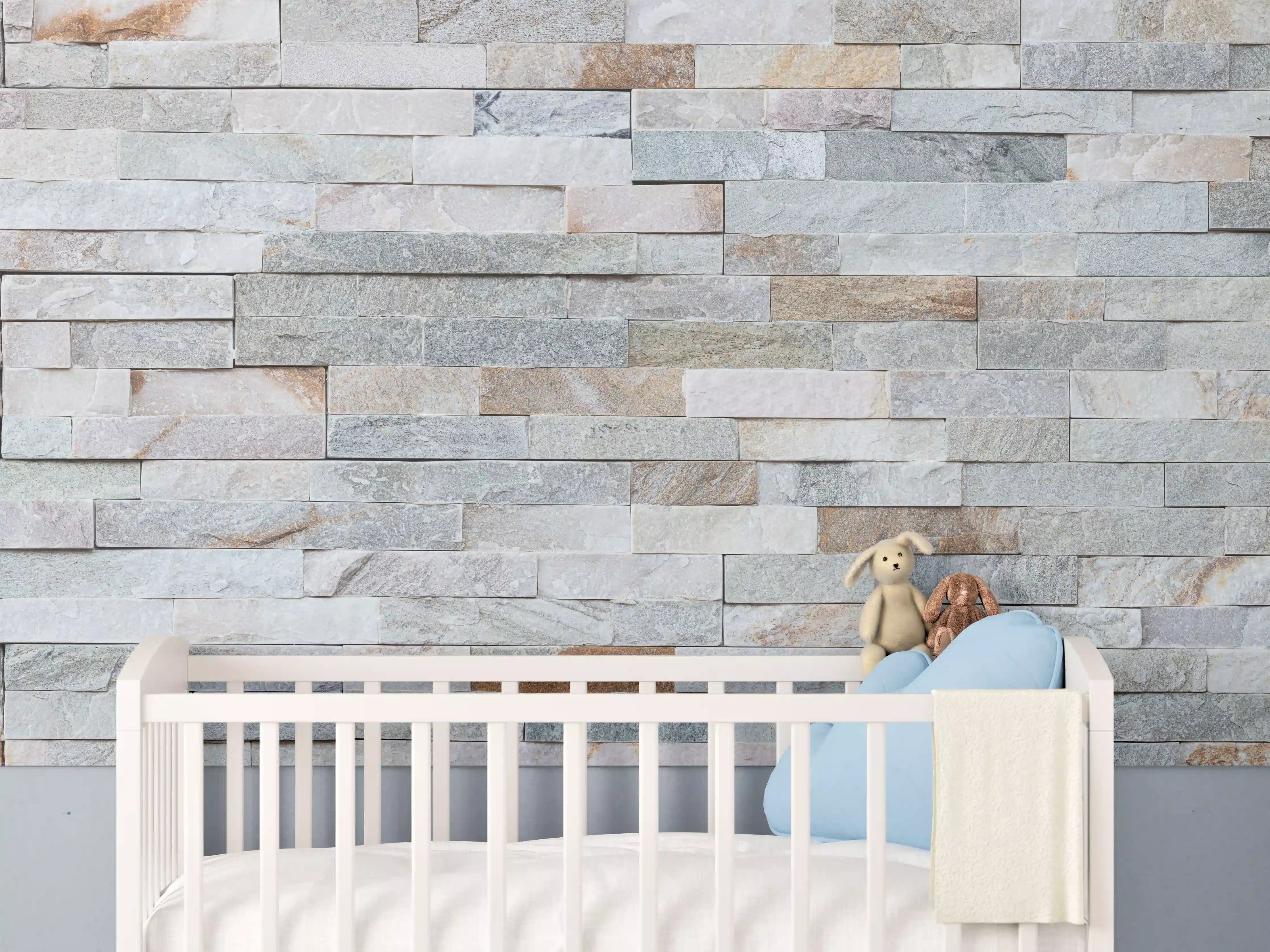 Babyzimmer Wandgestaltung - Steinwandmuster