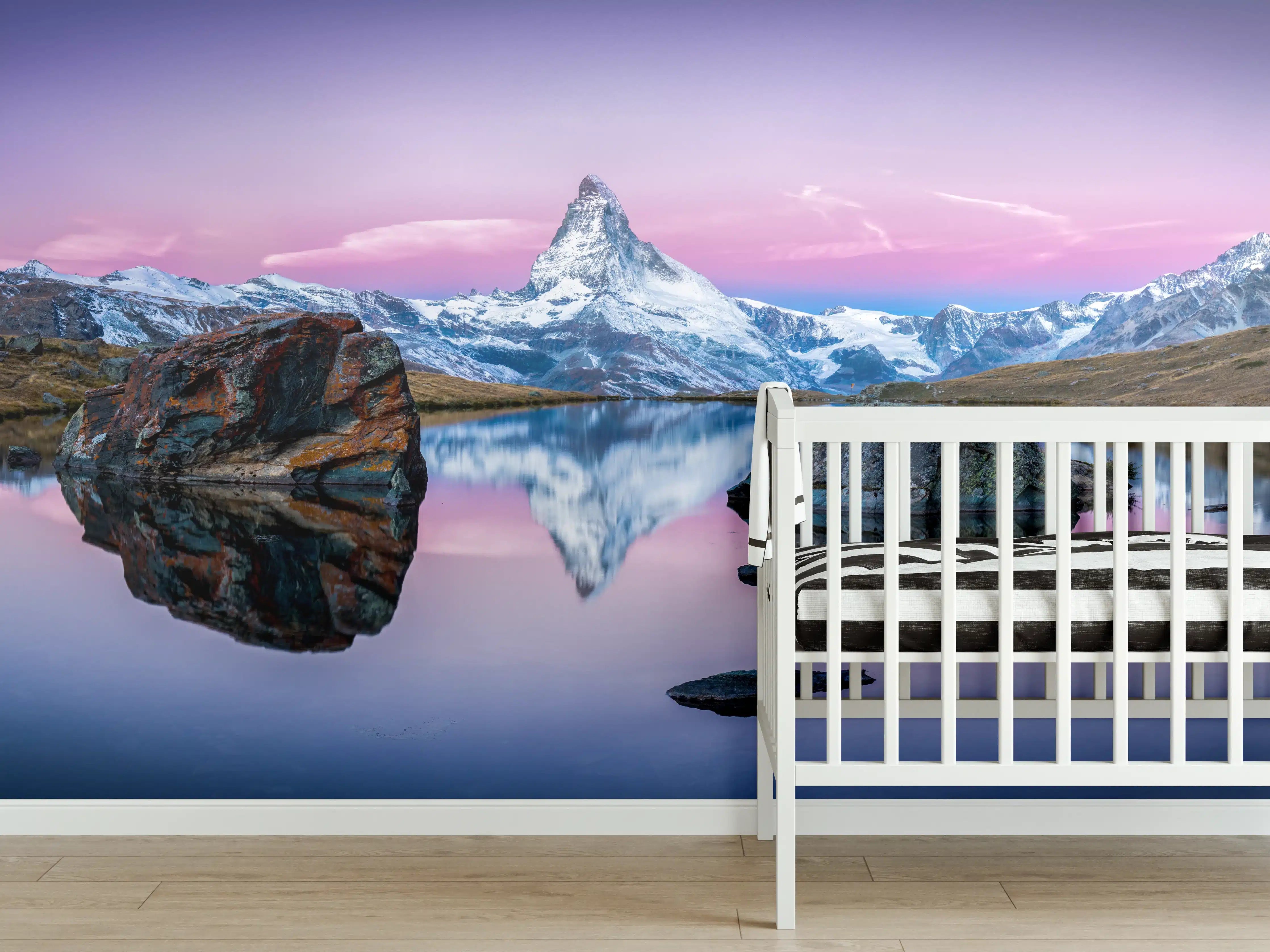 Babyzimmer Wandgestaltung - Stellisee in Schweiz - Matterhorn Panorama