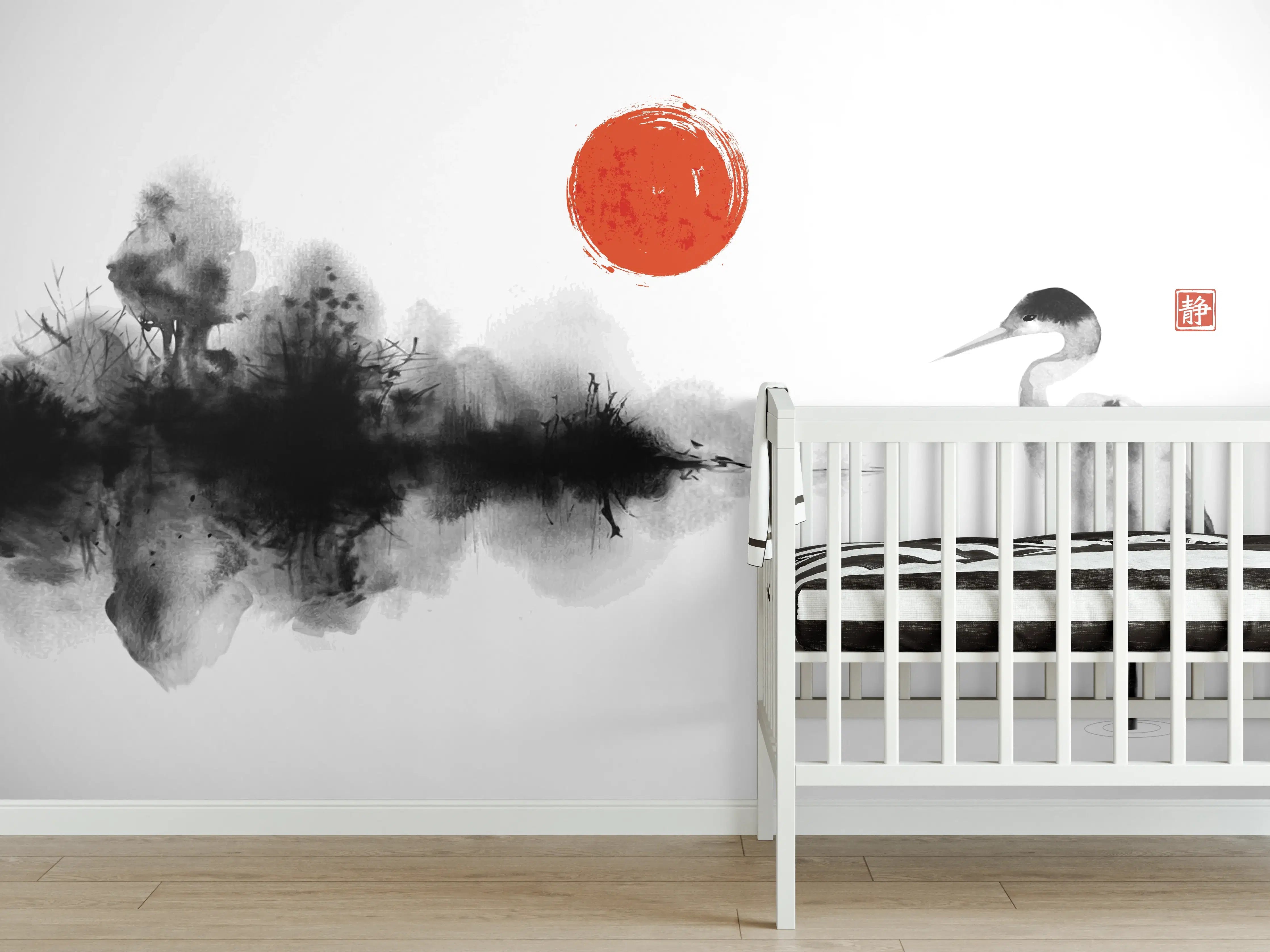 Babyzimmer Wandgestaltung - Stille Heron Tintenkunst