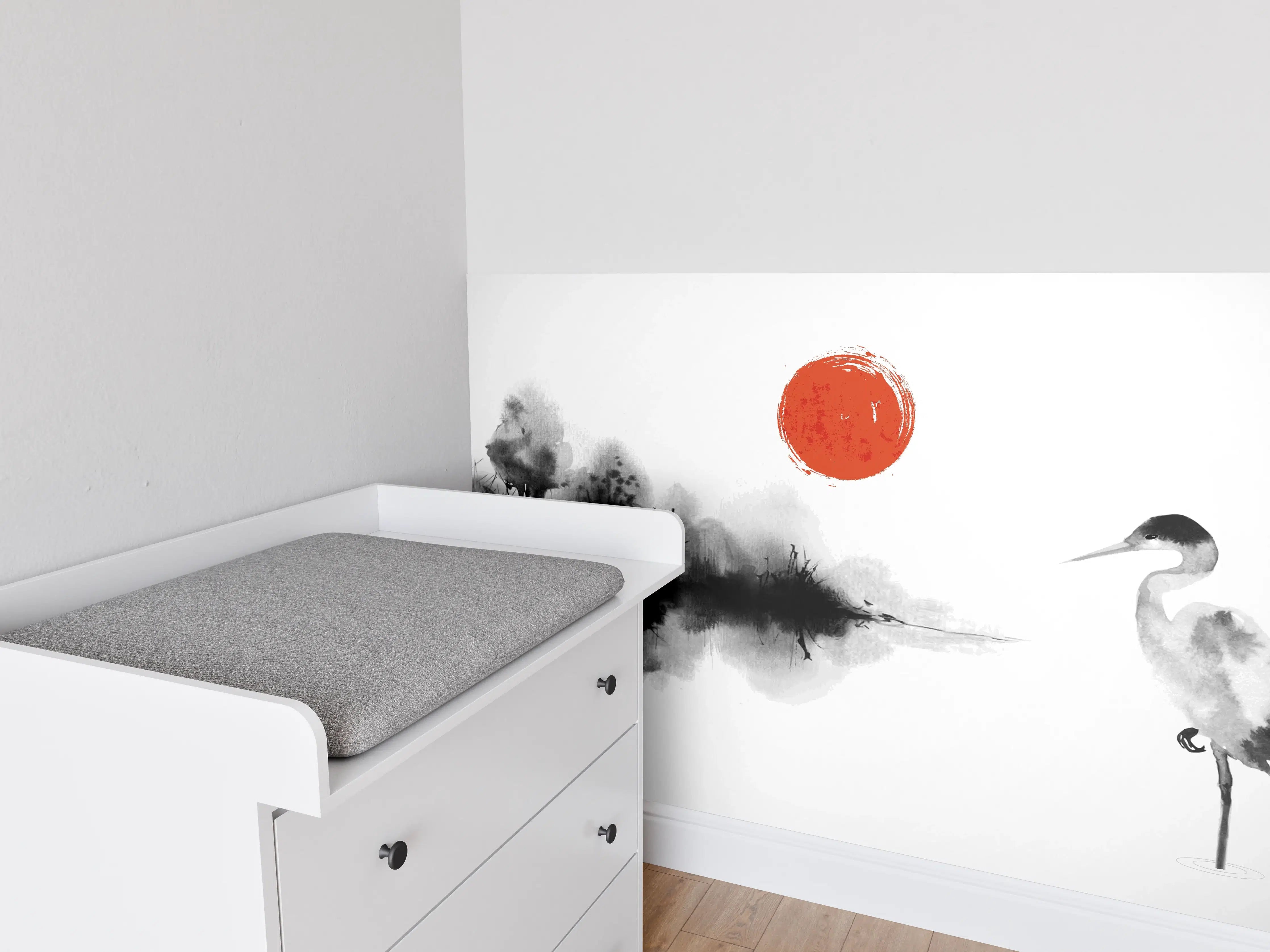 Babyzimmer Wandgestaltung - Stille Heron Tintenkunst