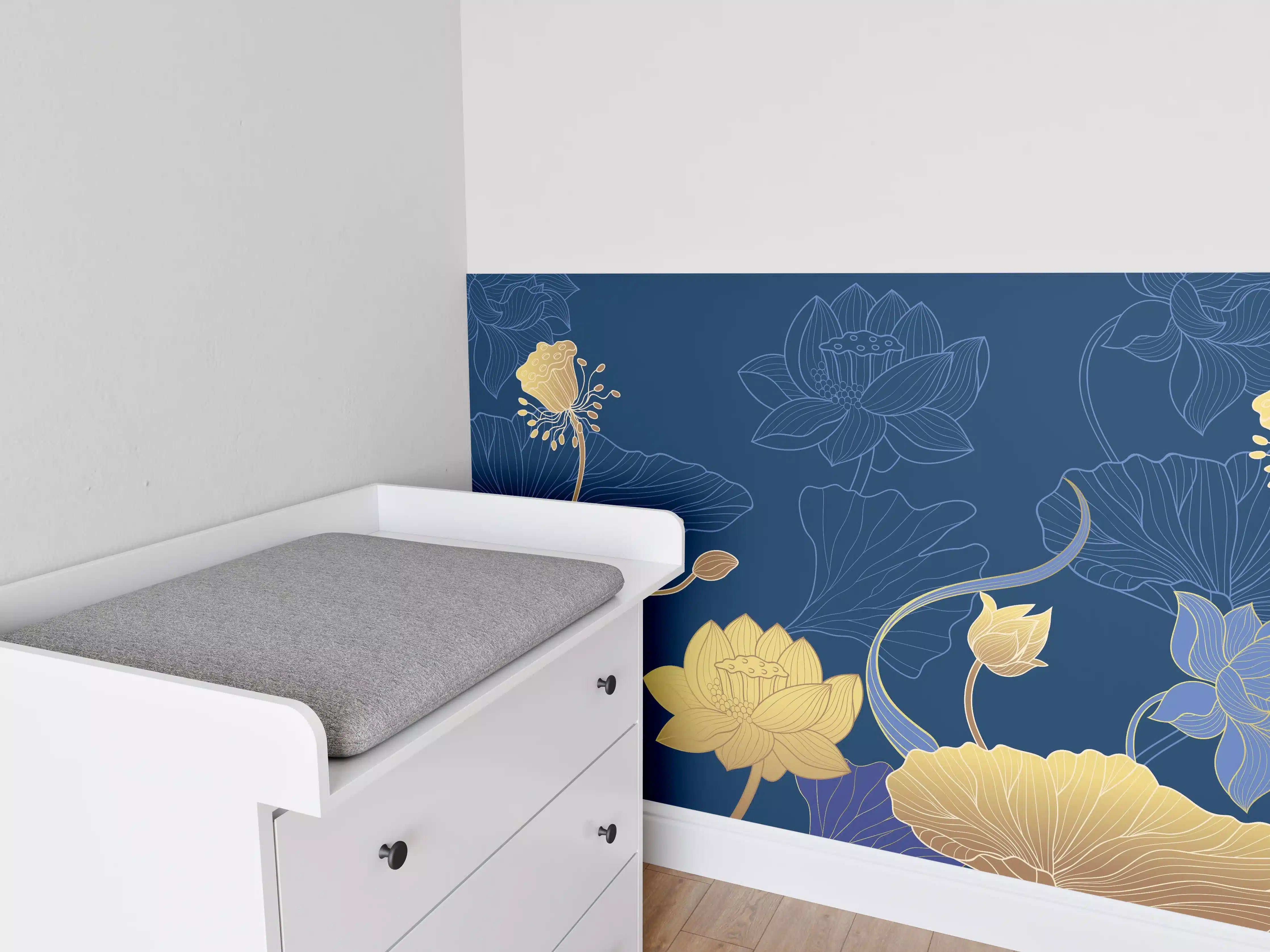 Babyzimmer Wandgestaltung - Stilvolle Blumenmuster Tapete