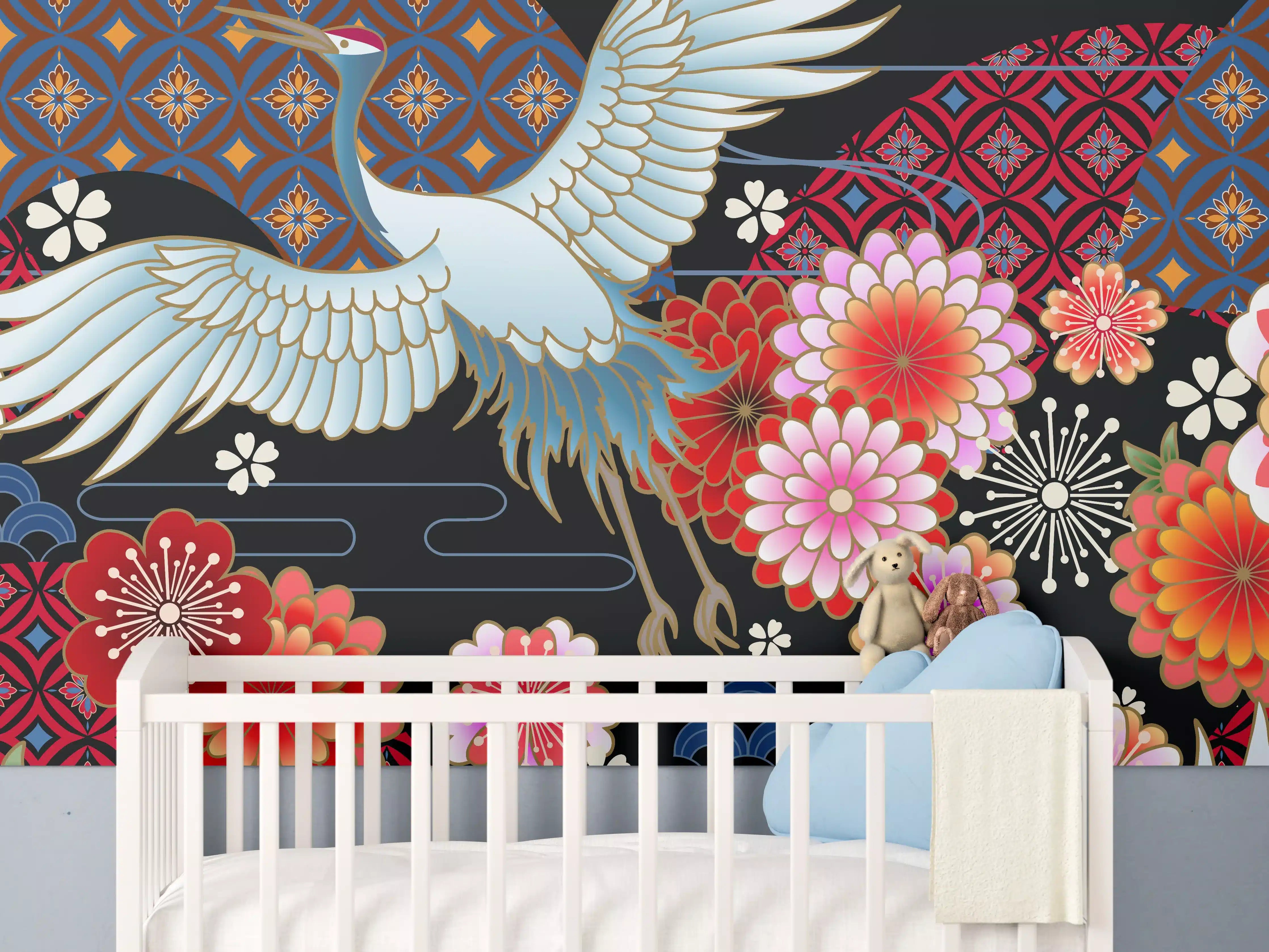 Babyzimmer Wandgestaltung - Stolzer Kranich