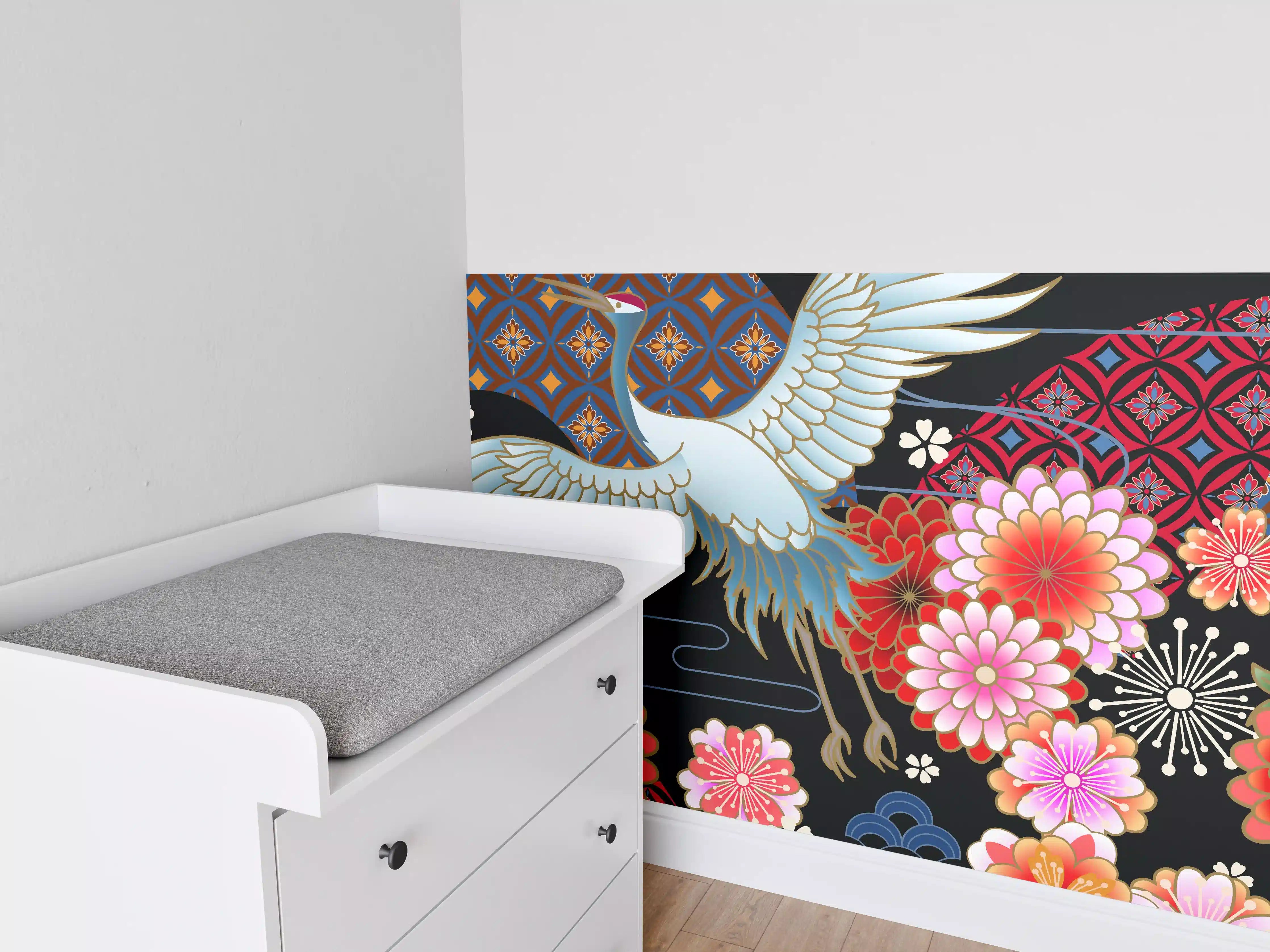 Babyzimmer Wandgestaltung - Stolzer Kranich