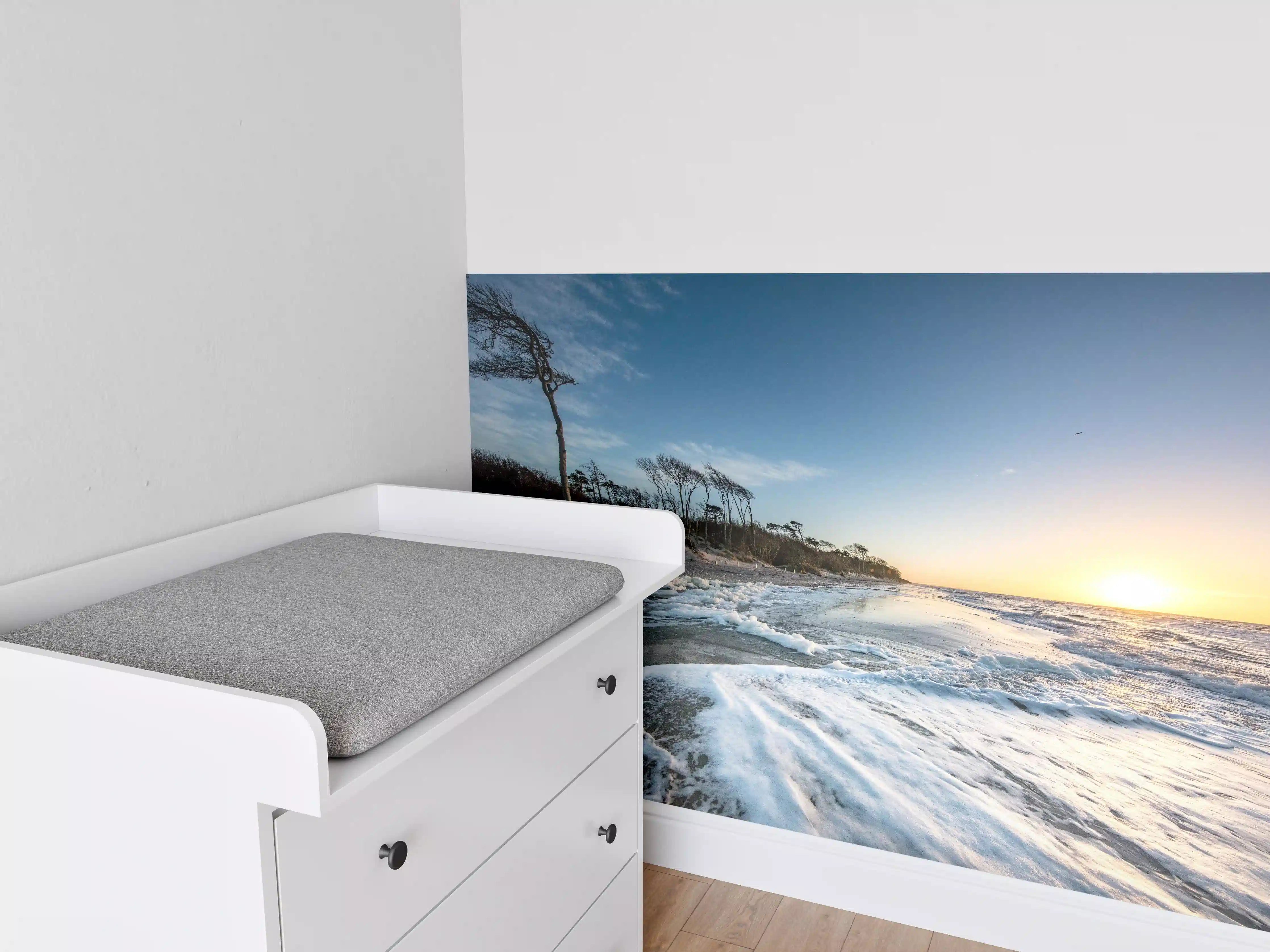 Babyzimmer Wandgestaltung - Strand in Rügen bei Sonnenaufgang