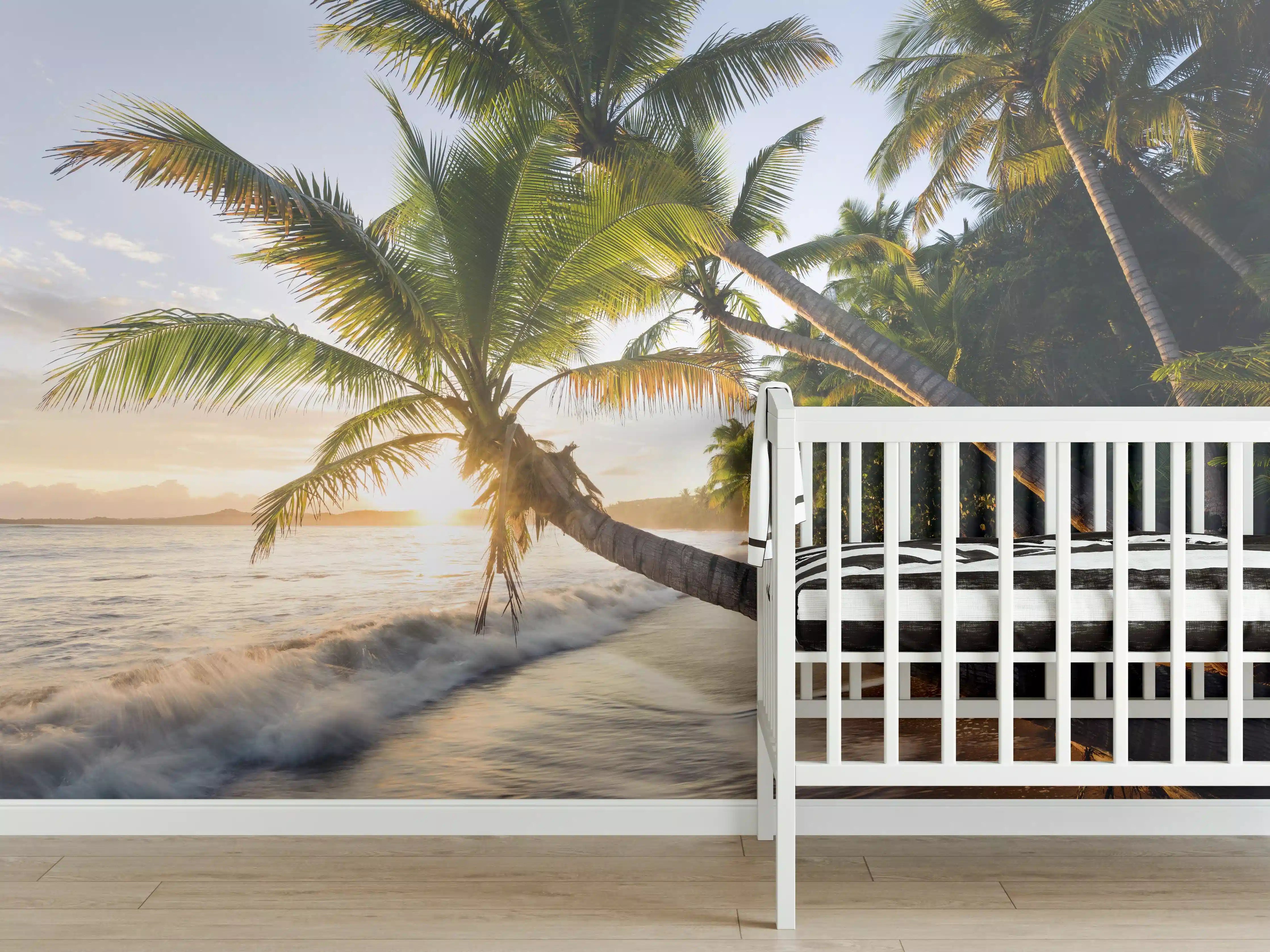 Babyzimmer Wandgestaltung - Strand in der Karibik bei Sonnenuntergang