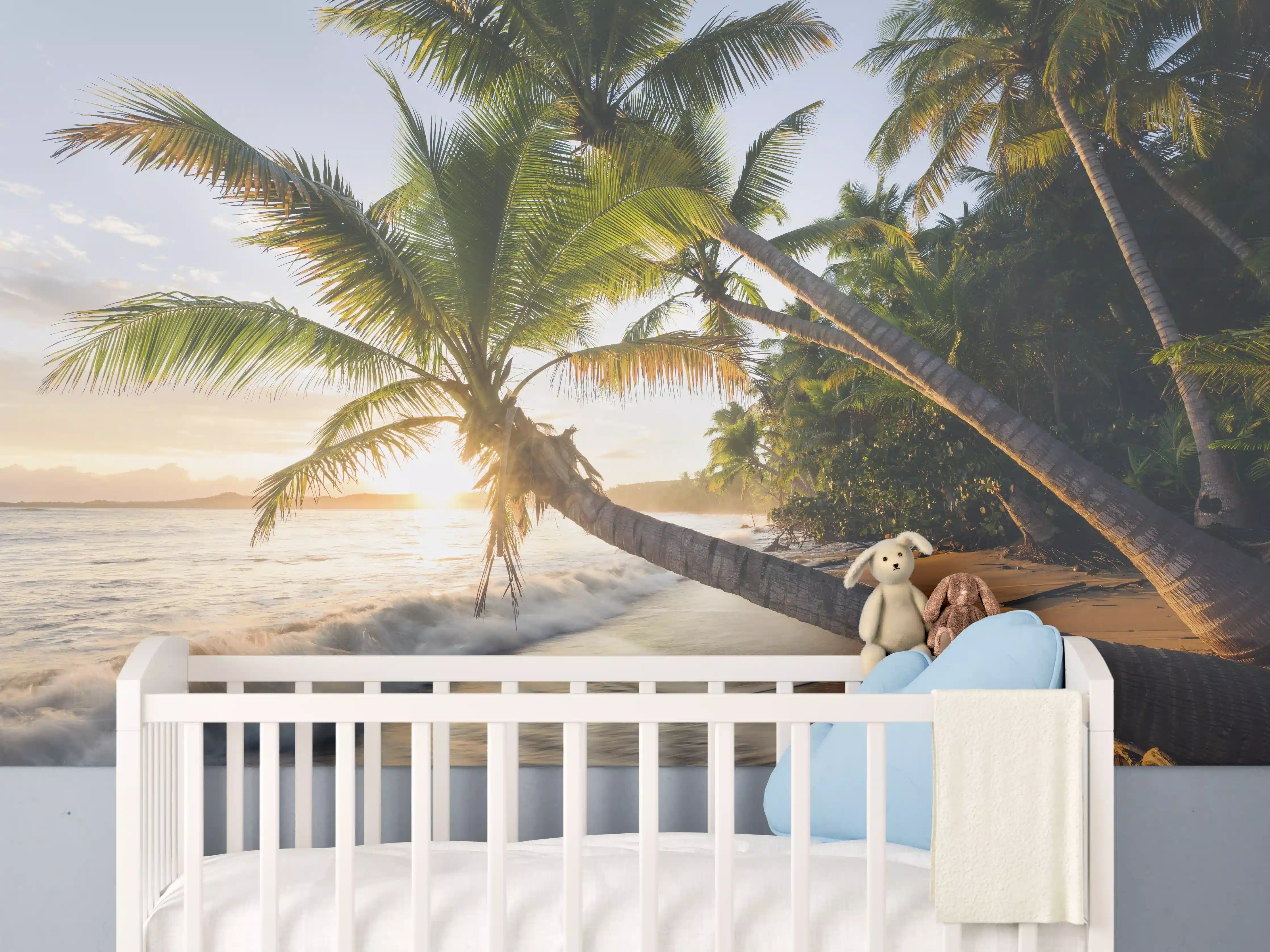 Babyzimmer Wandgestaltung - Strand in der Karibik bei Sonnenuntergang