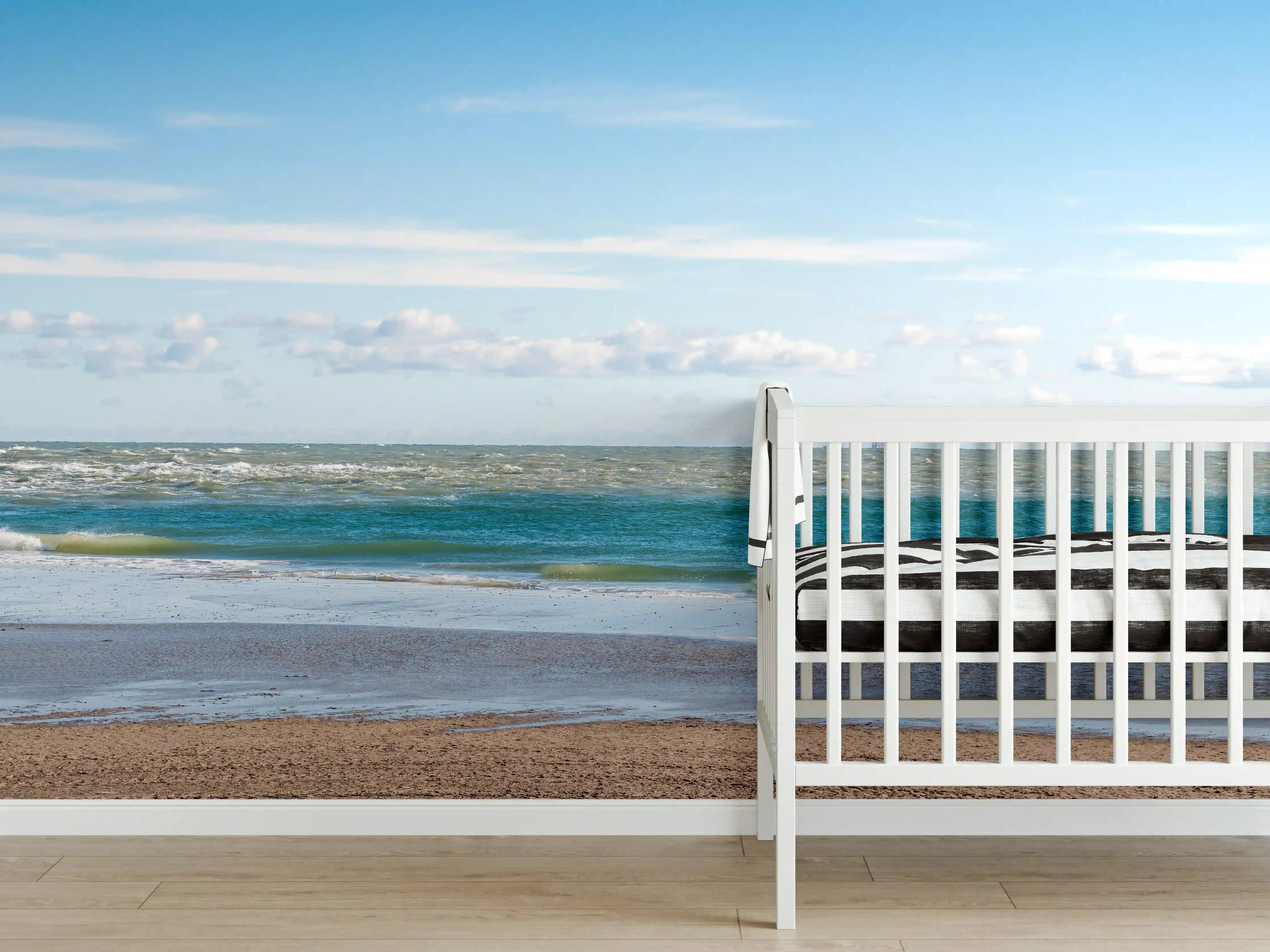 Babyzimmer Wandgestaltung - Strand und Meer bei Sonnenaufgang