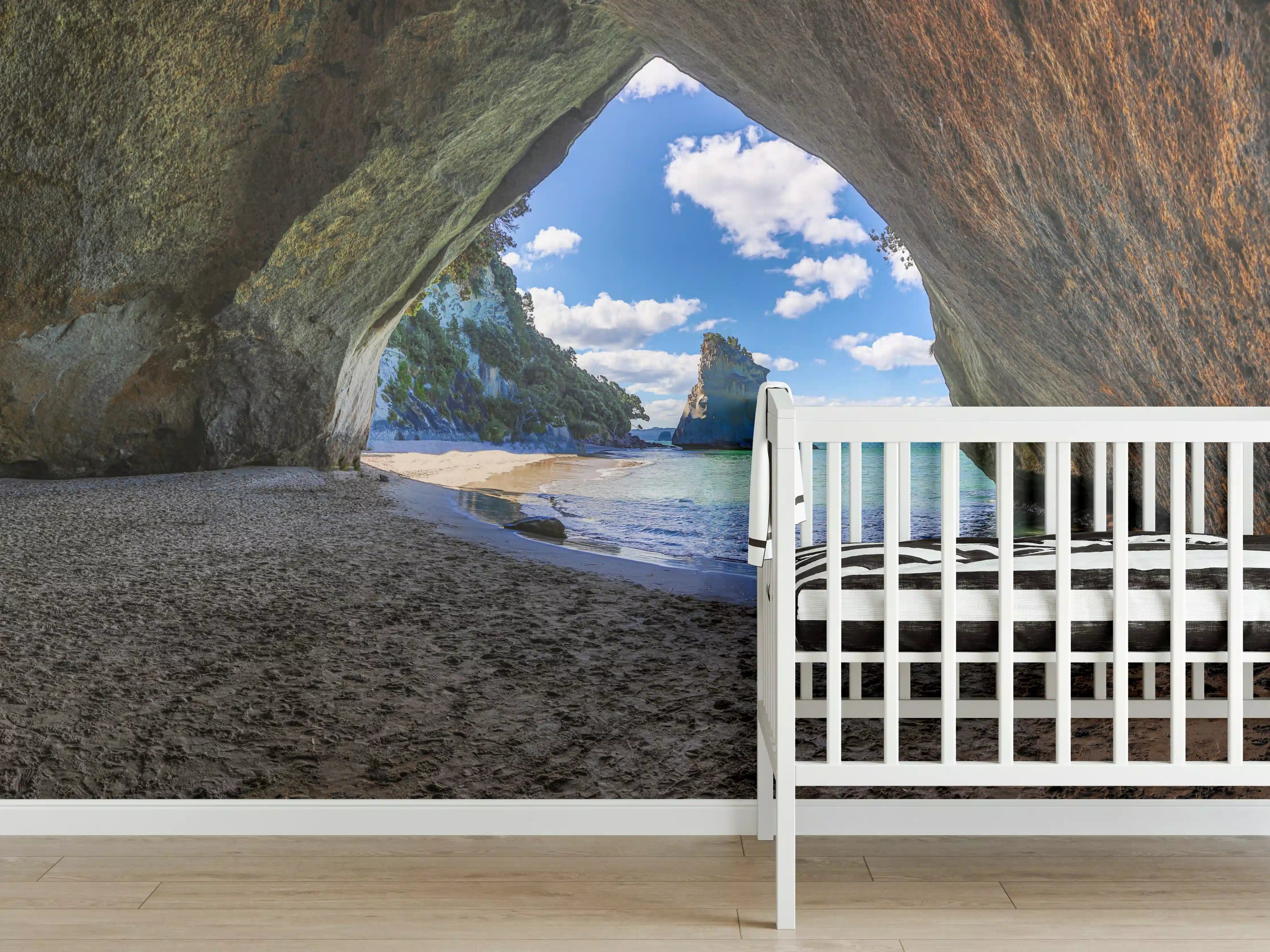 Babyzimmer Wandgestaltung - Strandblick auf Hoho-Rock