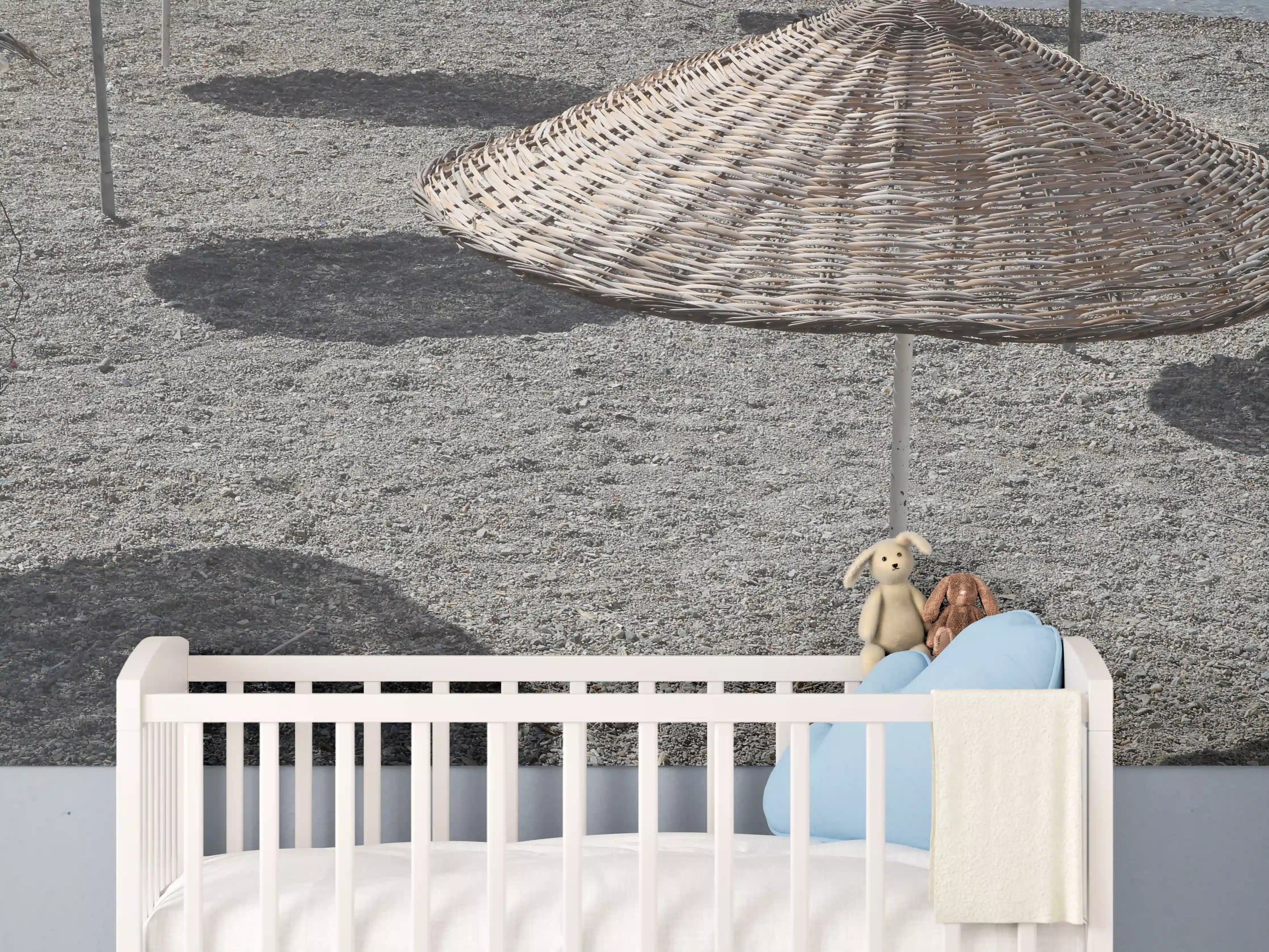 Babyzimmer Wandgestaltung - Strandidylle mit Schattenplätzen