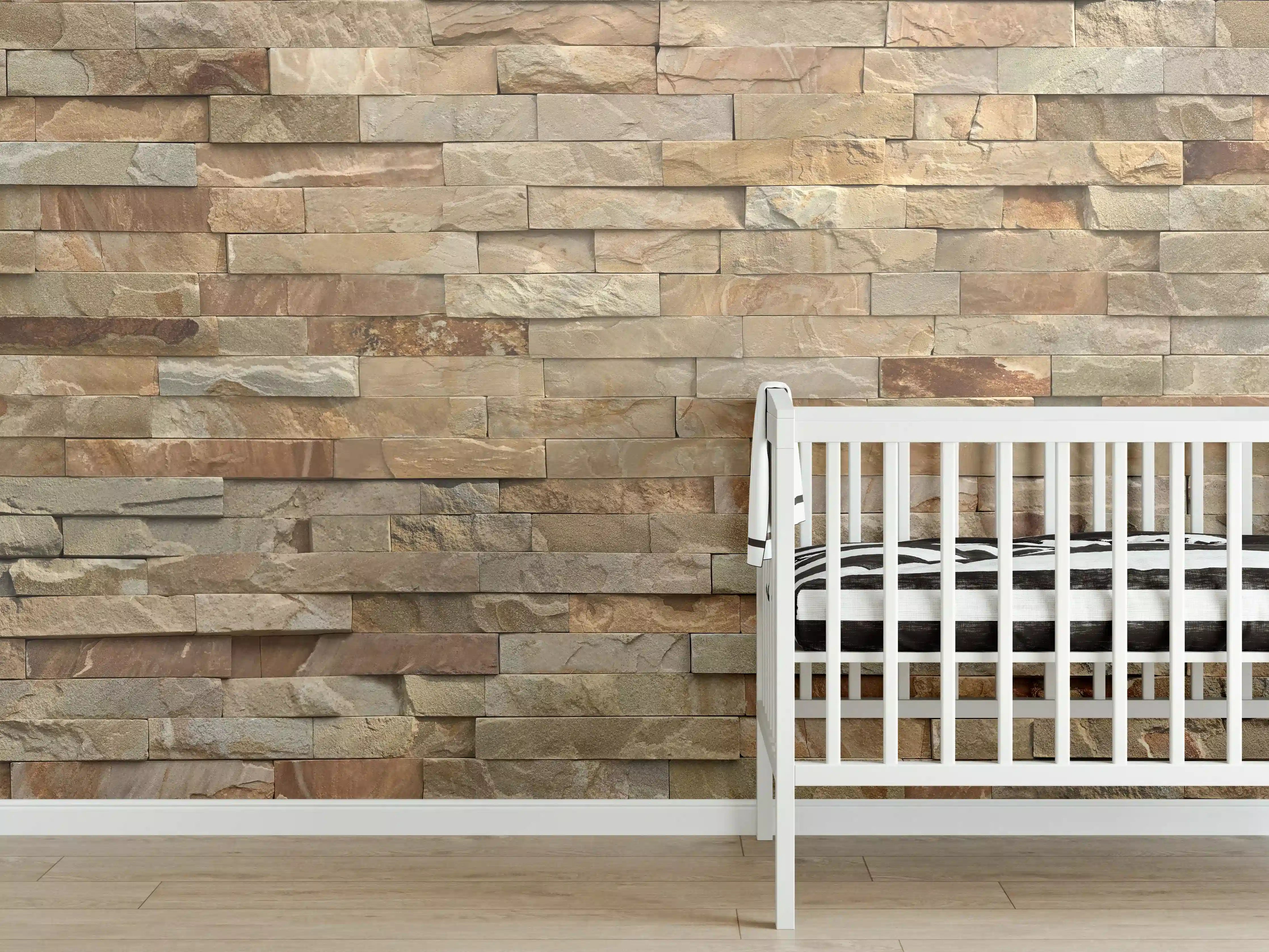 Babyzimmer Wandgestaltung - Streifiges Steinwandmuster