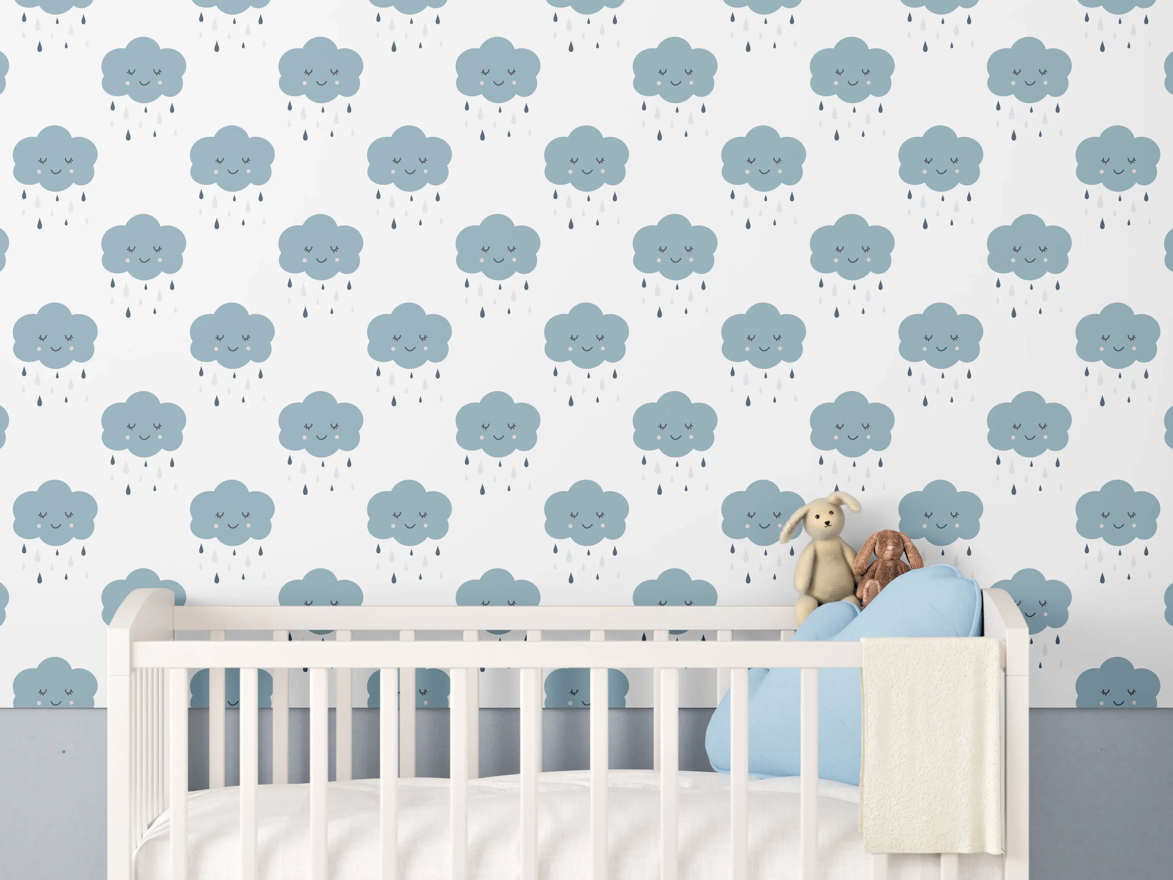 Babyzimmer Wandgestaltung - Süßes Schäfchen im blauen Himmel