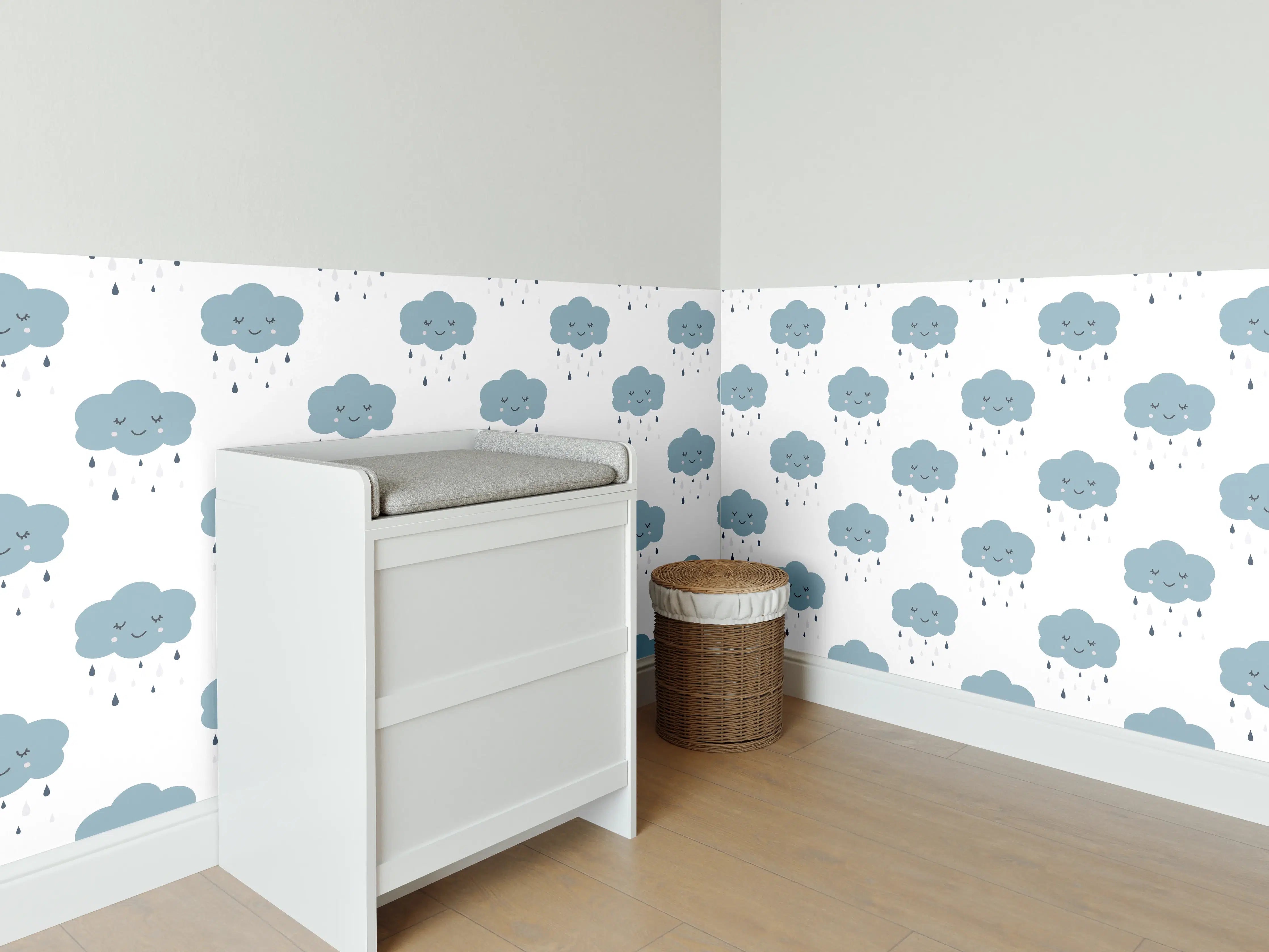 Babyzimmer Wandgestaltung - Süßes Schäfchen im blauen Himmel