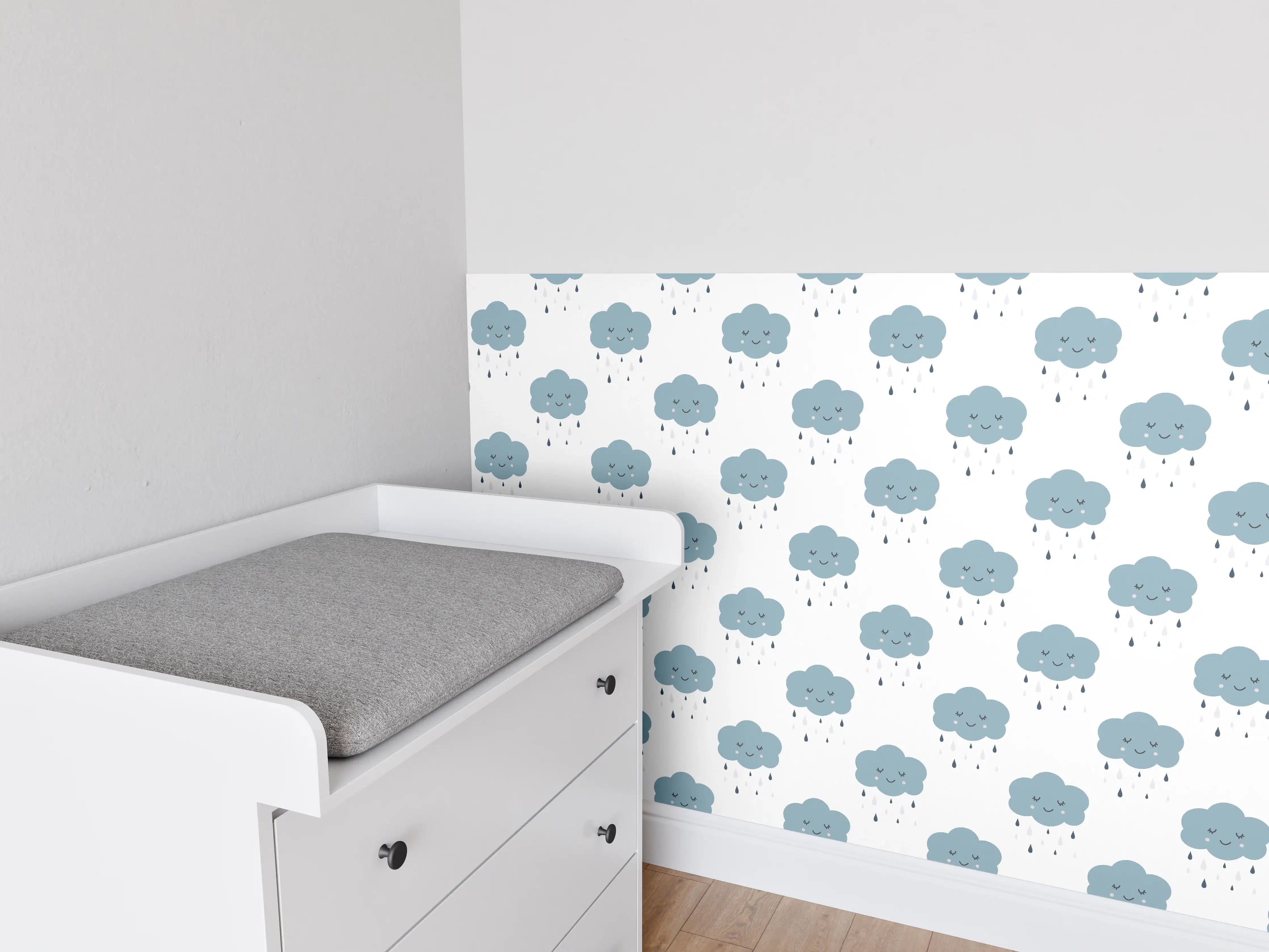 Babyzimmer Wandgestaltung - Süßes Schäfchen im blauen Himmel