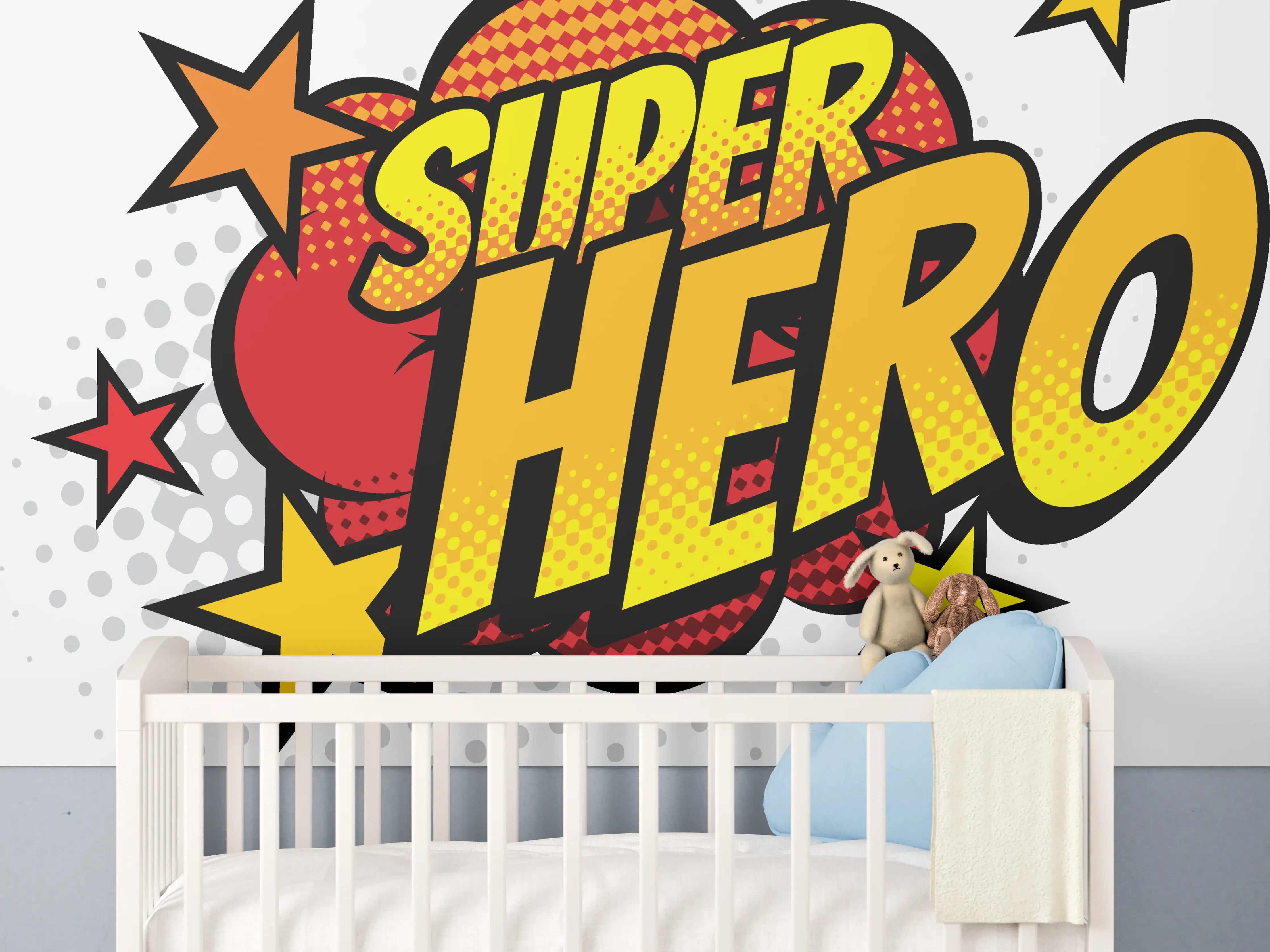 Babyzimmer Wandgestaltung - Superhero Comic Illustration