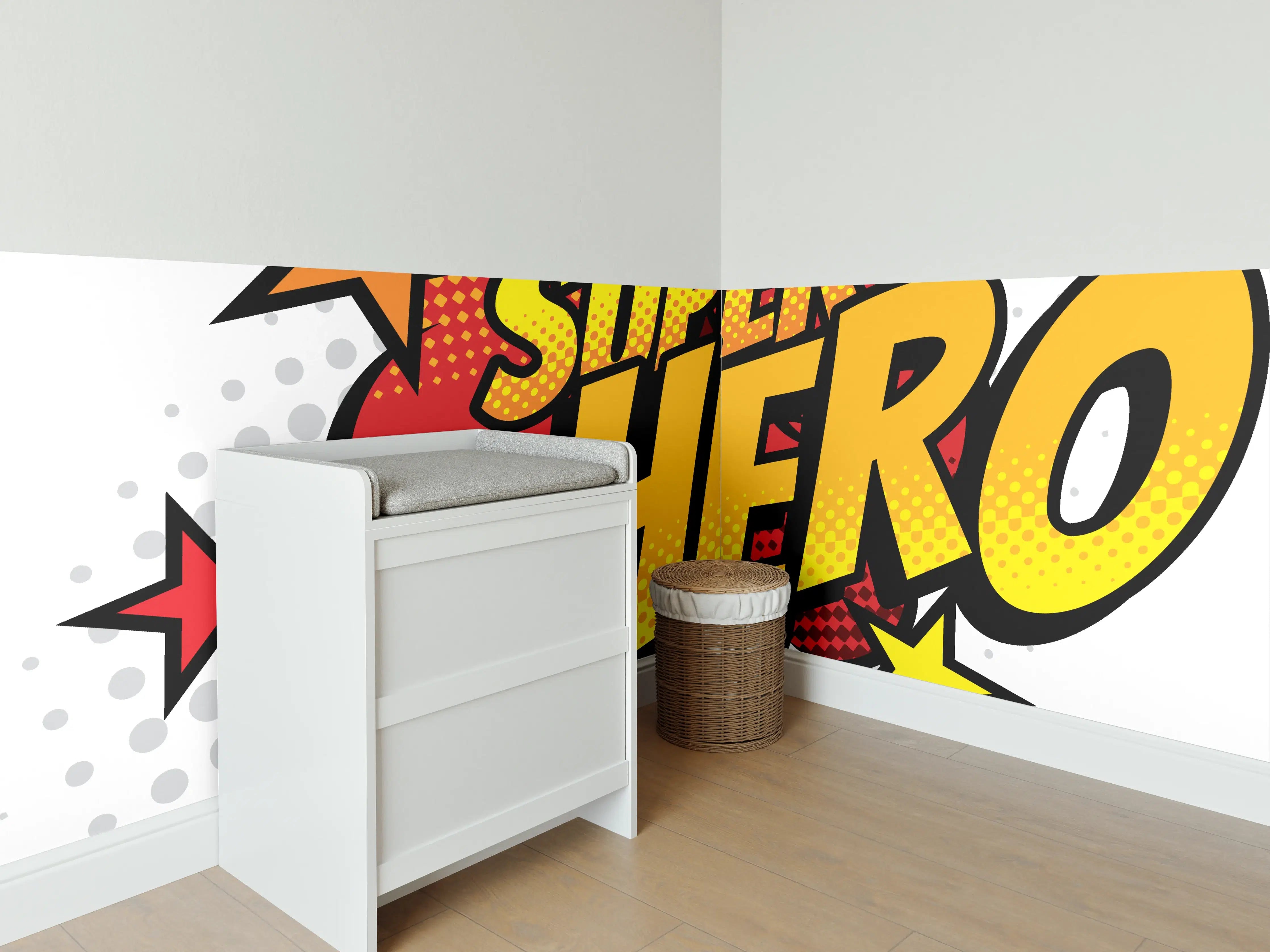 Babyzimmer Wandgestaltung - Superhero Comic Illustration