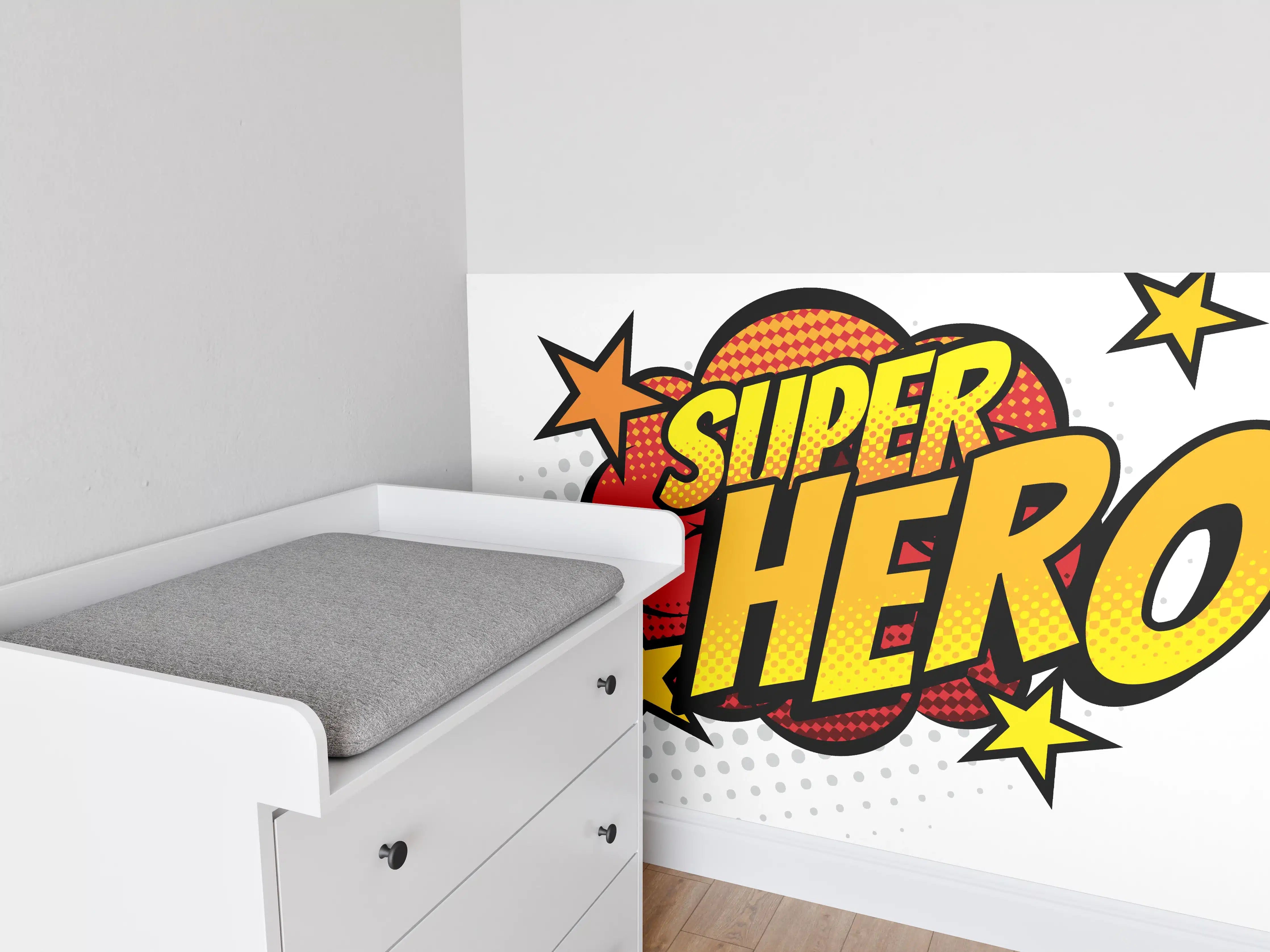 Babyzimmer Wandgestaltung - Superhero Comic Illustration