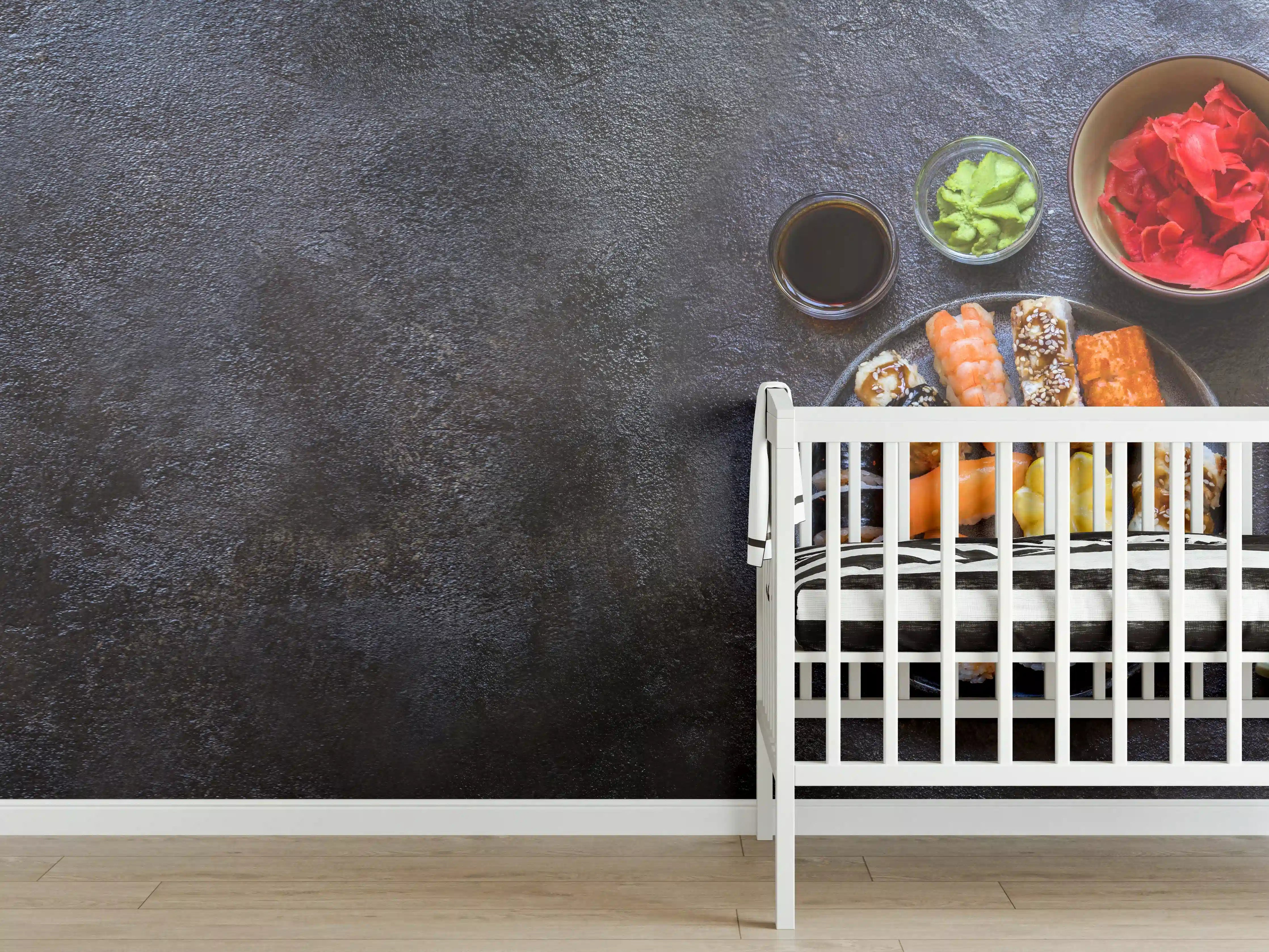 Babyzimmer Wandgestaltung - Sushi-Bowl mit Lachs