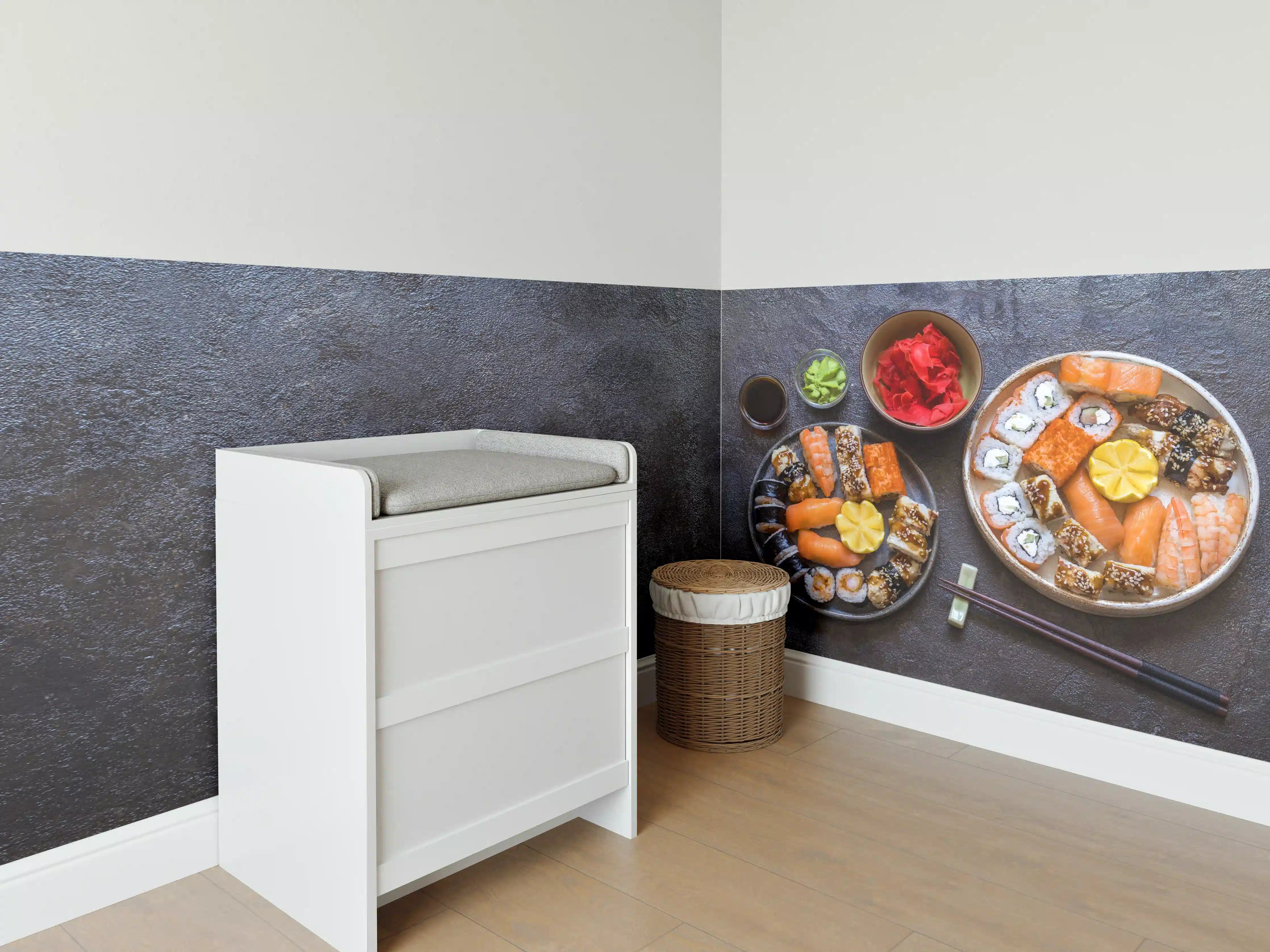Babyzimmer Wandgestaltung - Sushi-Bowl mit Lachs
