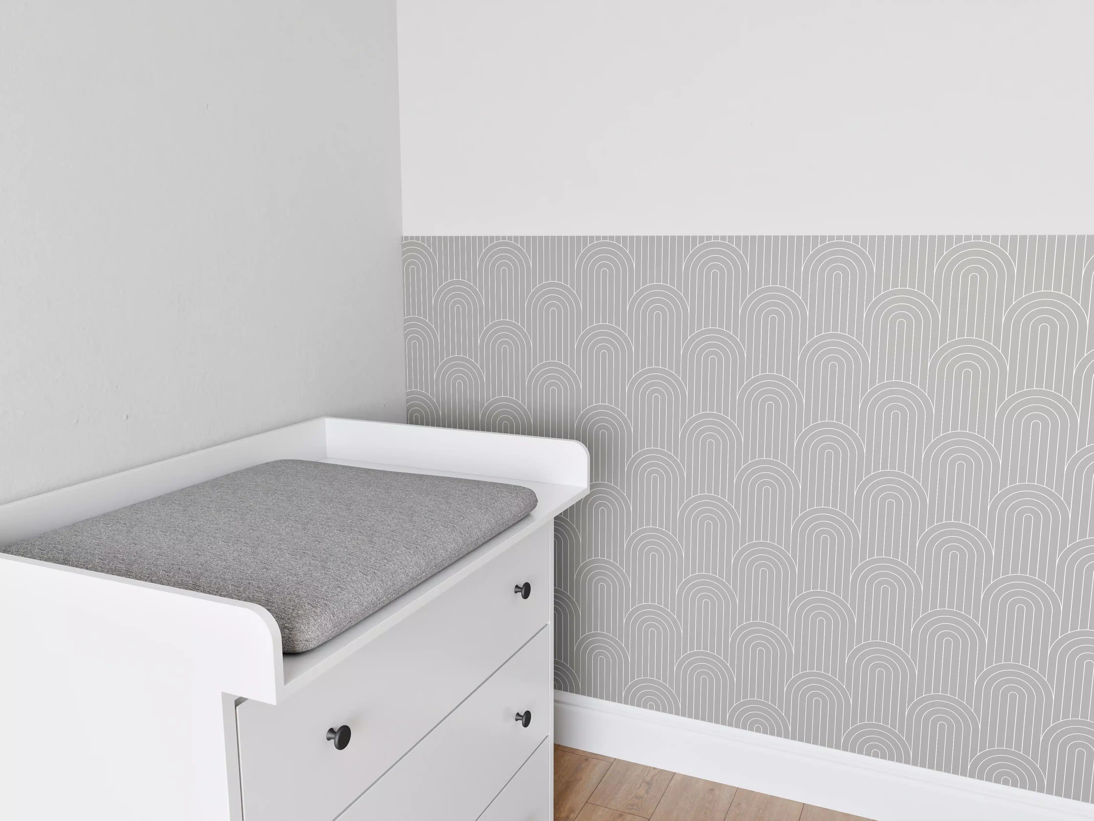 Babyzimmer Wandgestaltung - Symmetrische Arcatemarmor-Textur in Grau