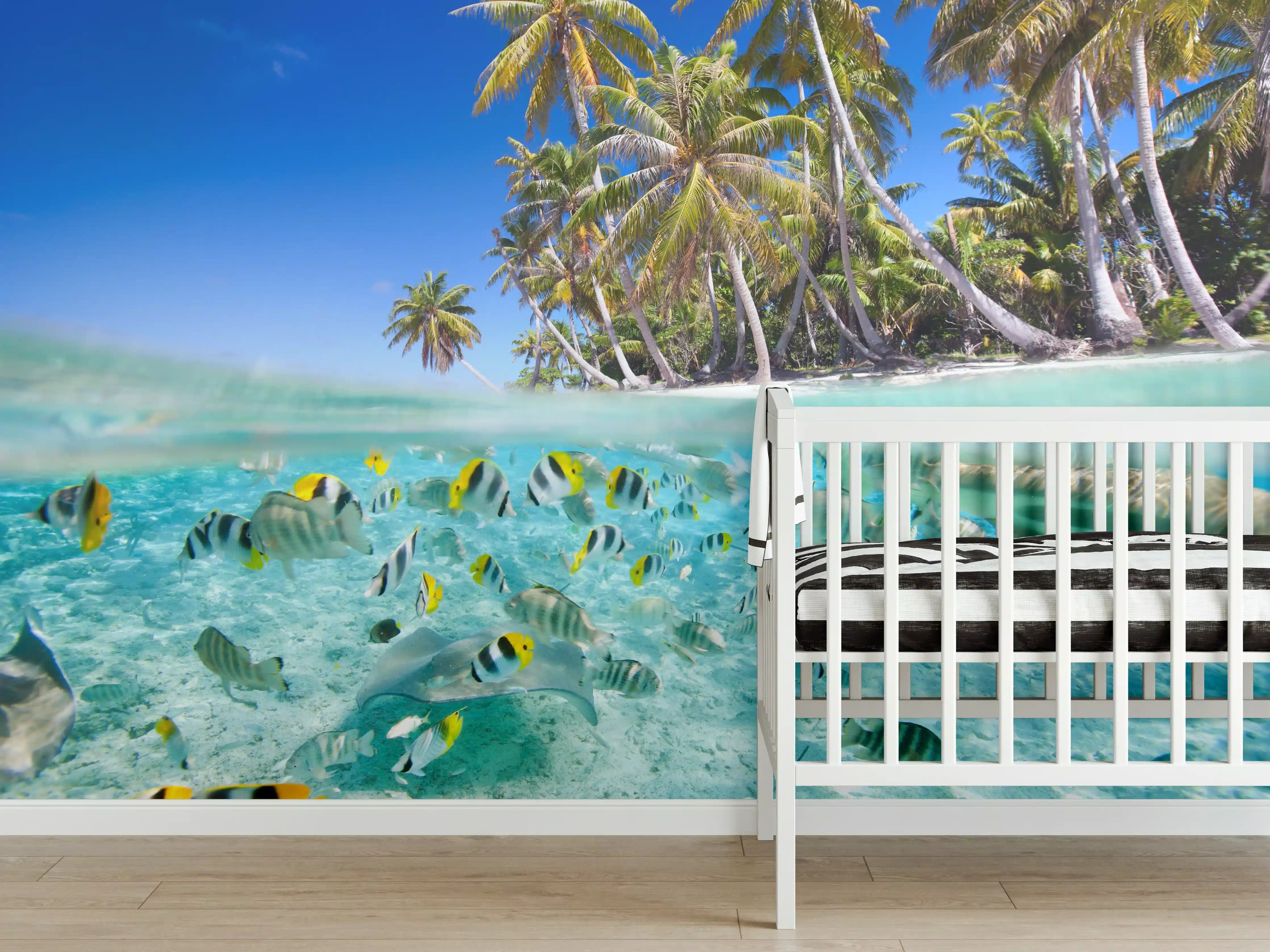 Babyzimmer Wandgestaltung - Tahiti - über und unter Wasser