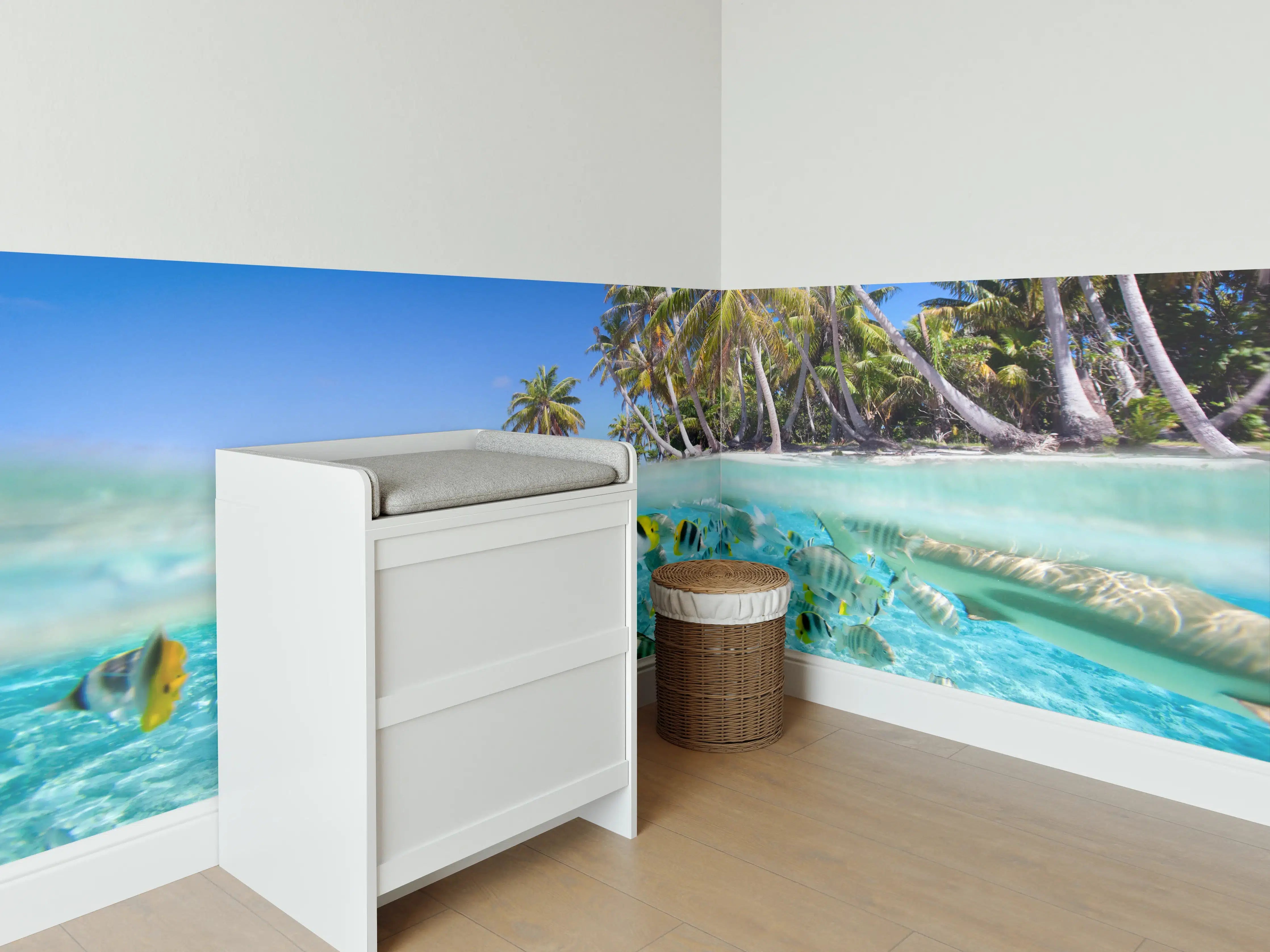 Babyzimmer Wandgestaltung - Tahiti - über und unter Wasser