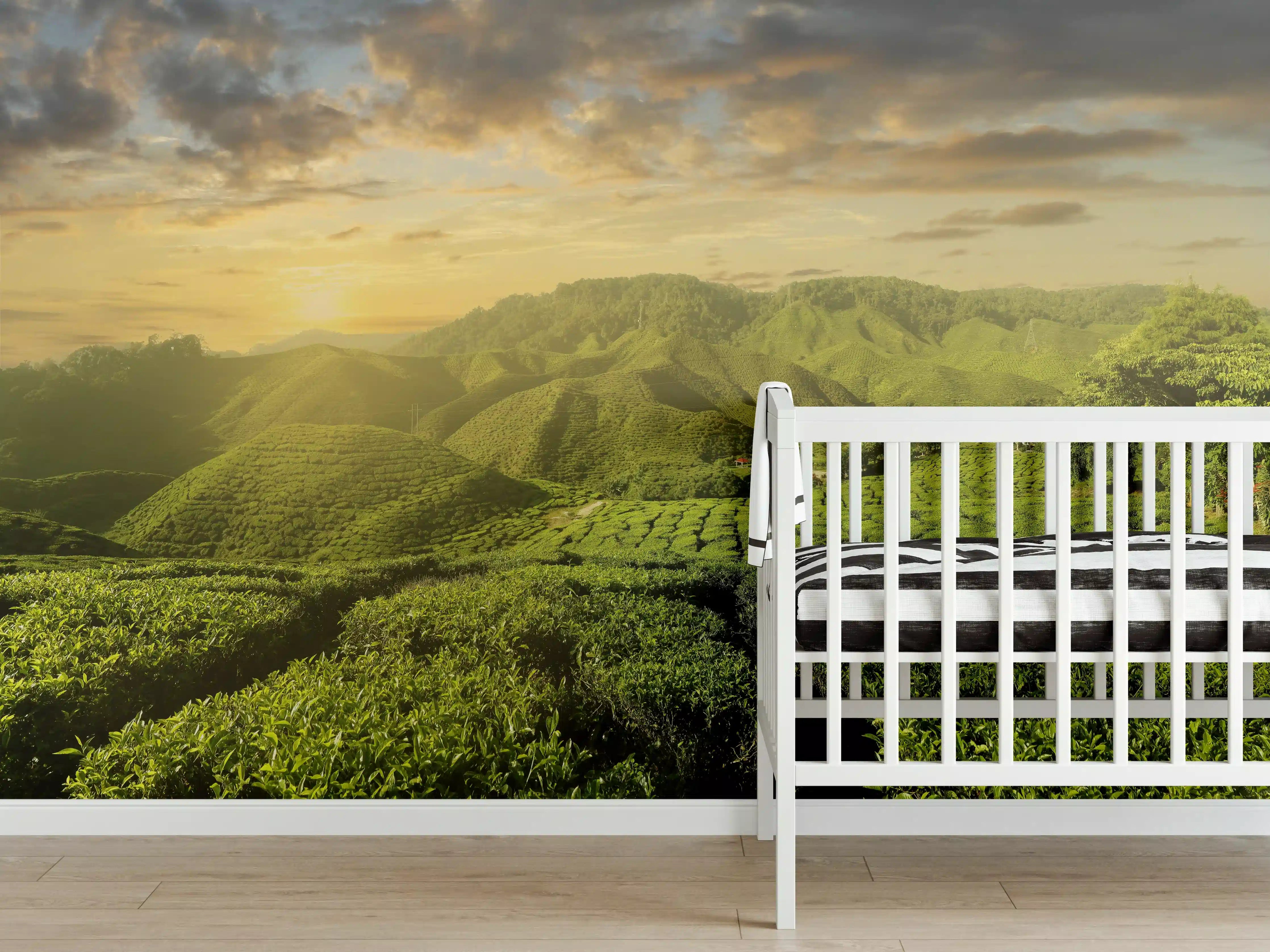 Babyzimmer Wandgestaltung - Teeplantage in Malaysia