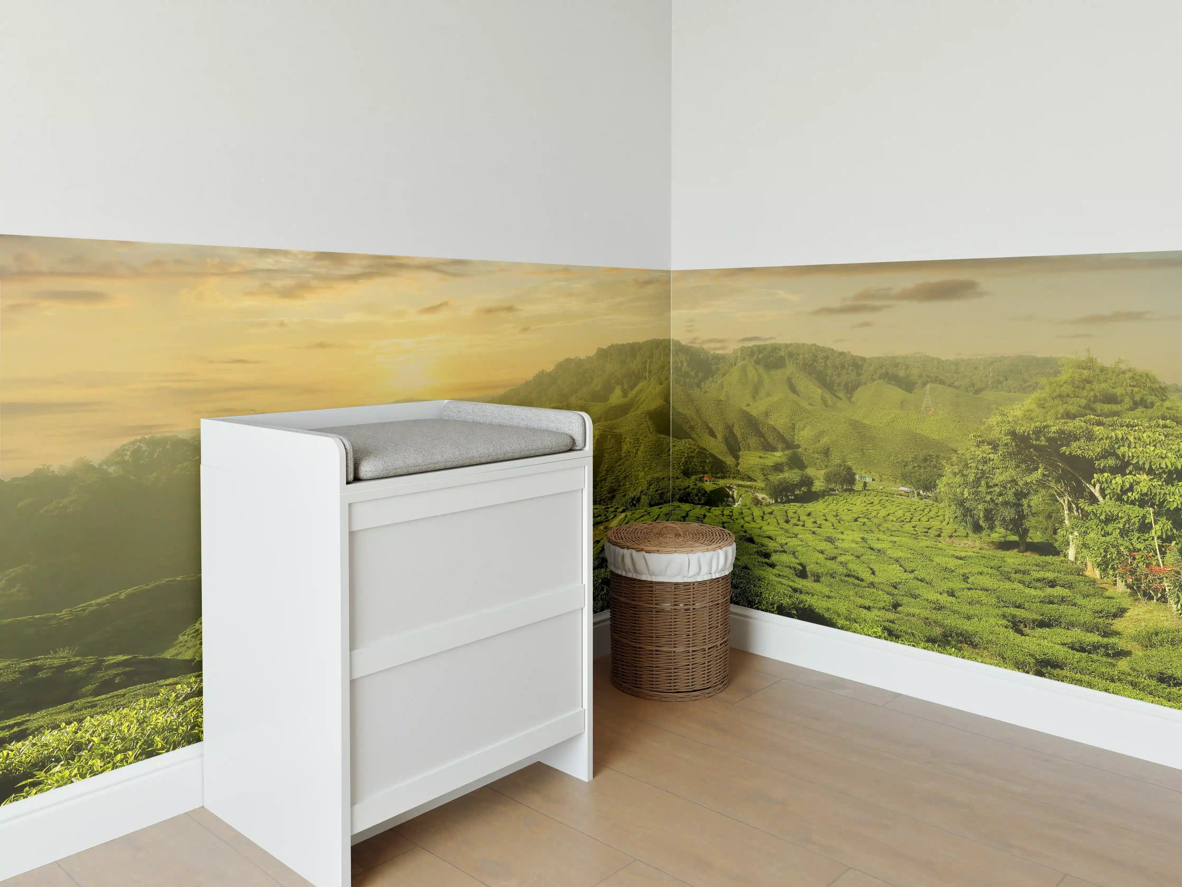 Babyzimmer Wandgestaltung - Teeplantage in Malaysia