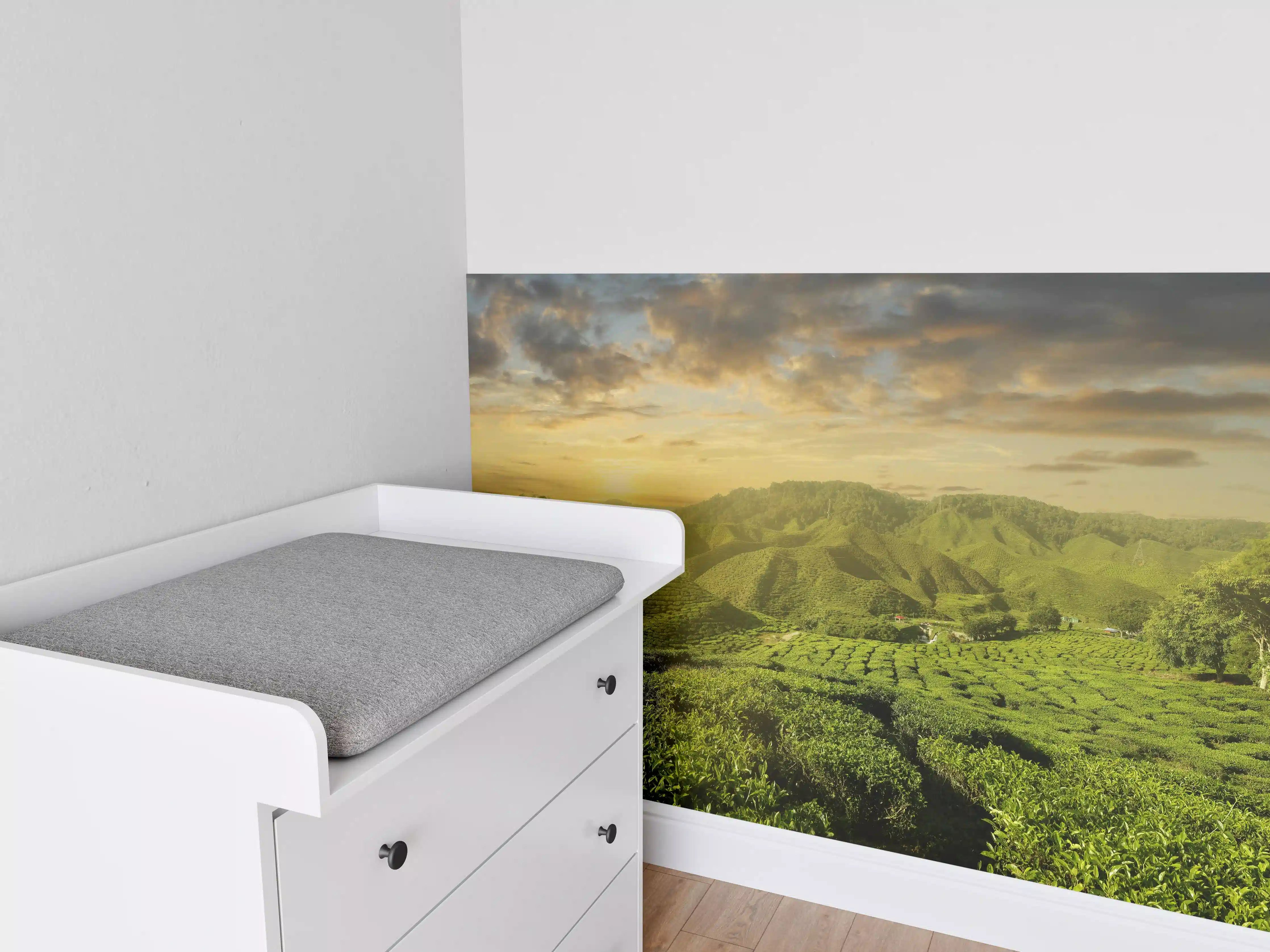 Babyzimmer Wandgestaltung - Teeplantage in Malaysia