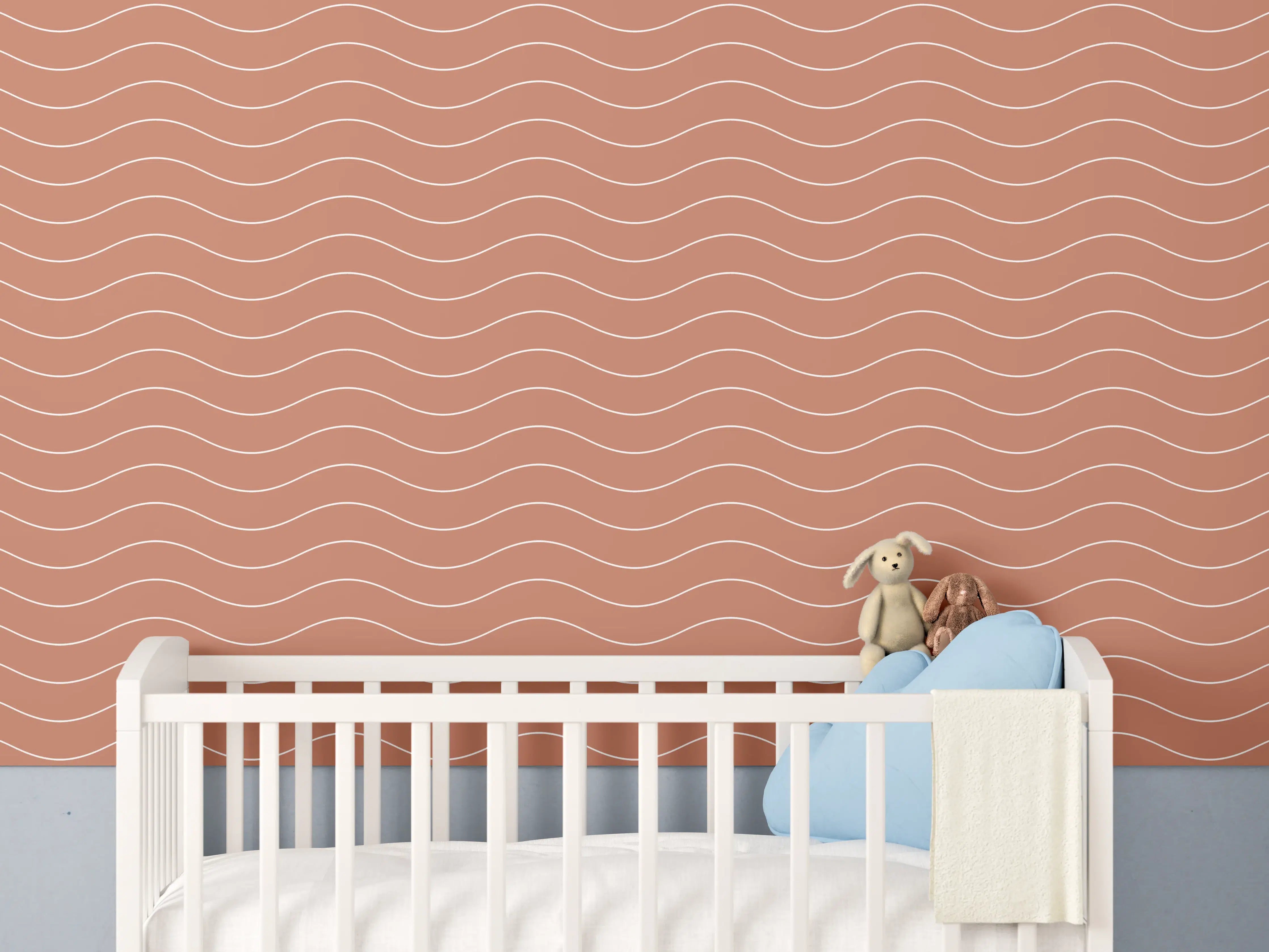 Babyzimmer Wandgestaltung - Terracotta-Wand mit Wellenmuster