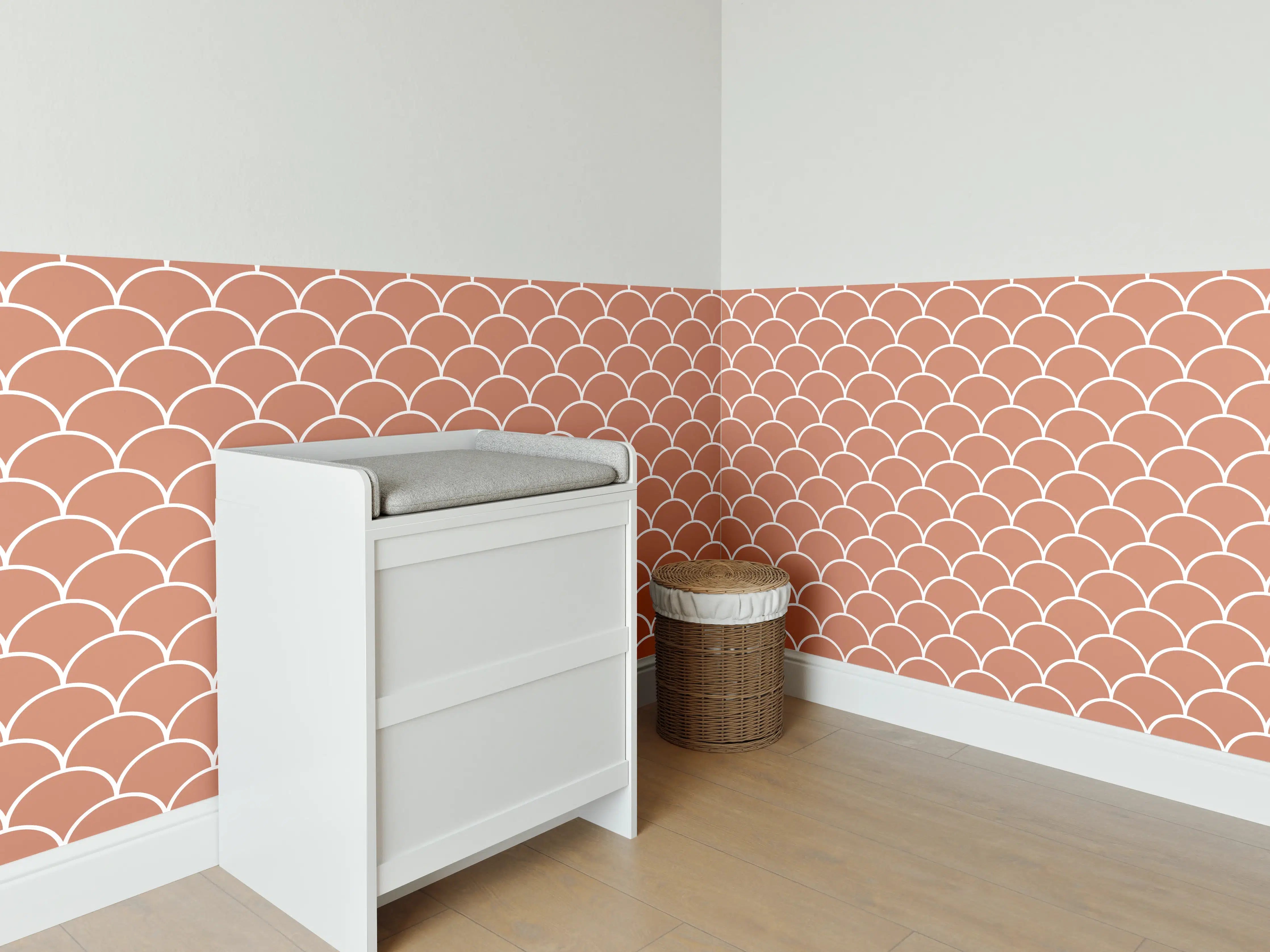 Babyzimmer Wandgestaltung - Terrakotta-Design mit Symmetrie