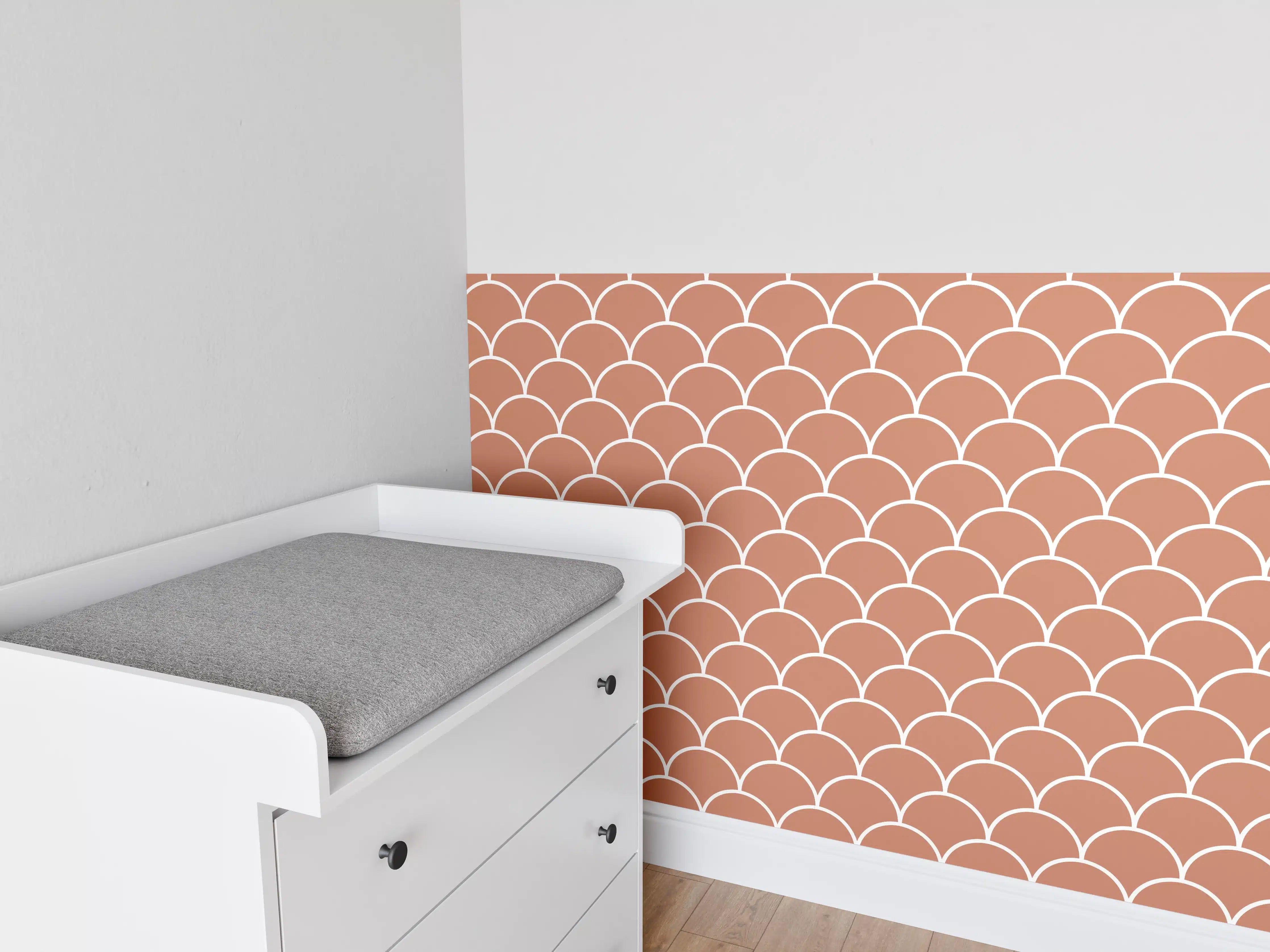 Babyzimmer Wandgestaltung - Terrakotta-Design mit Symmetrie