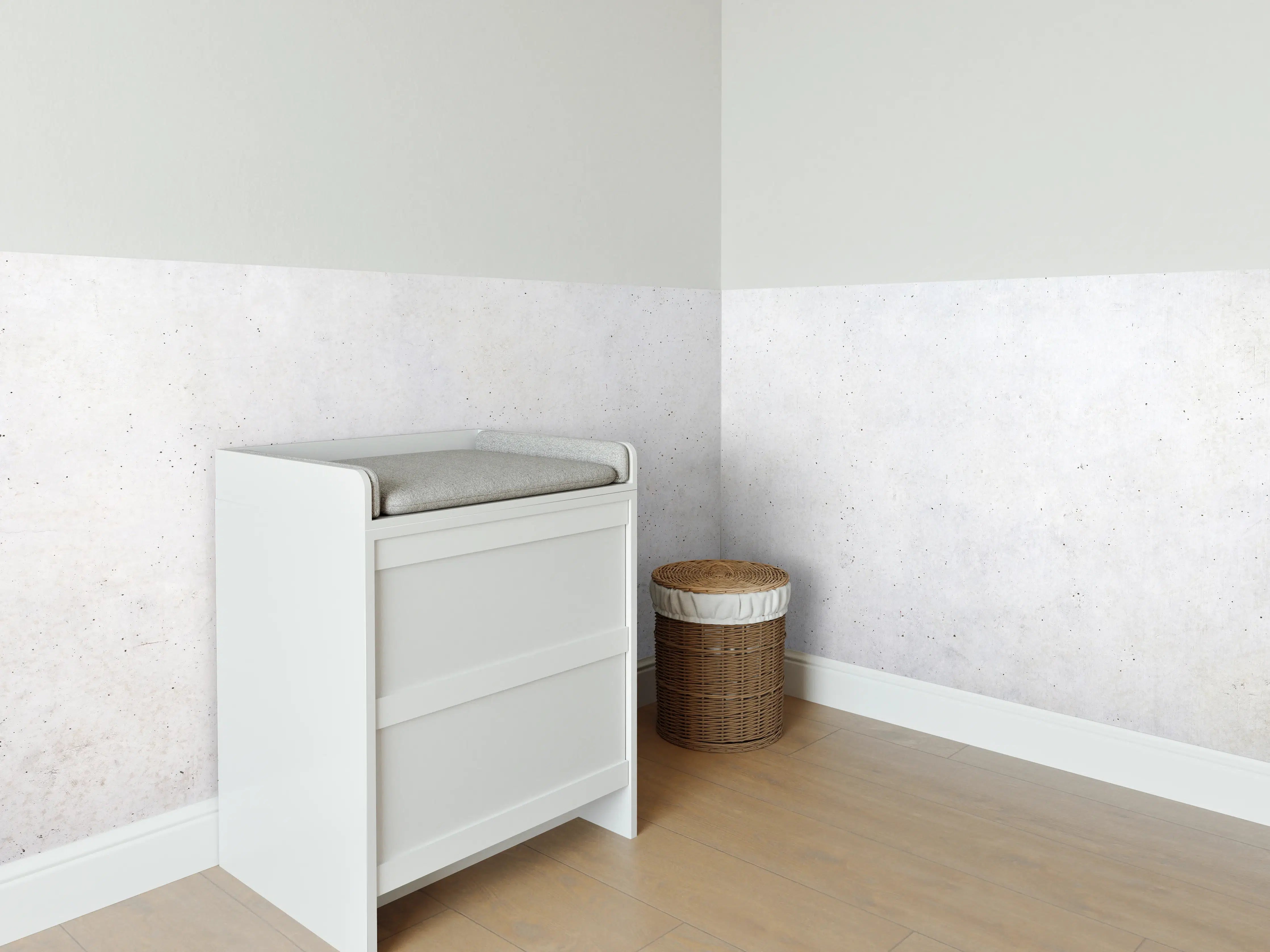 Babyzimmer Wandgestaltung - Textur einer weißen Betonwand