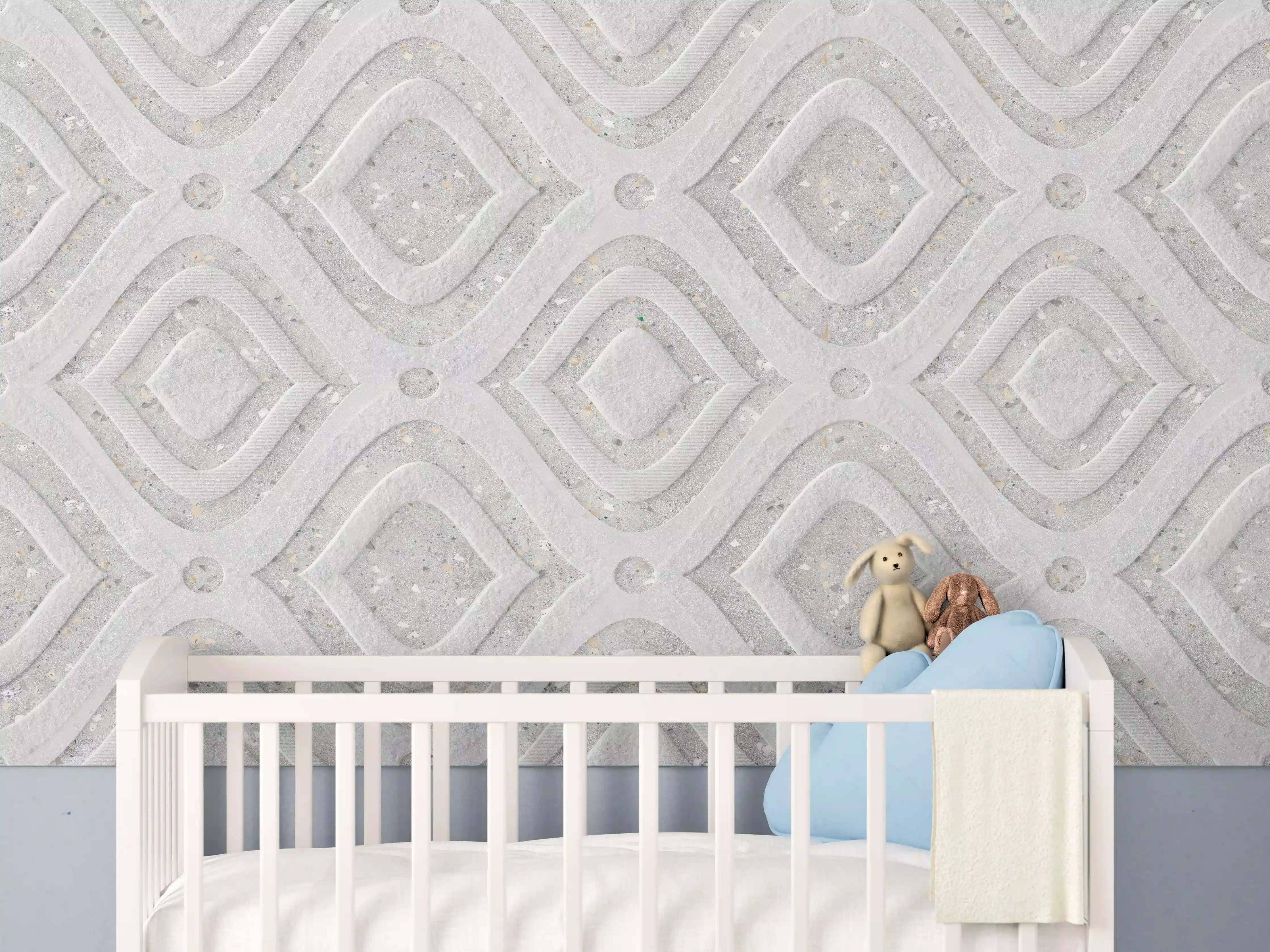 Babyzimmer Wandgestaltung - Textur im Wellenmuster - 3D Illustration