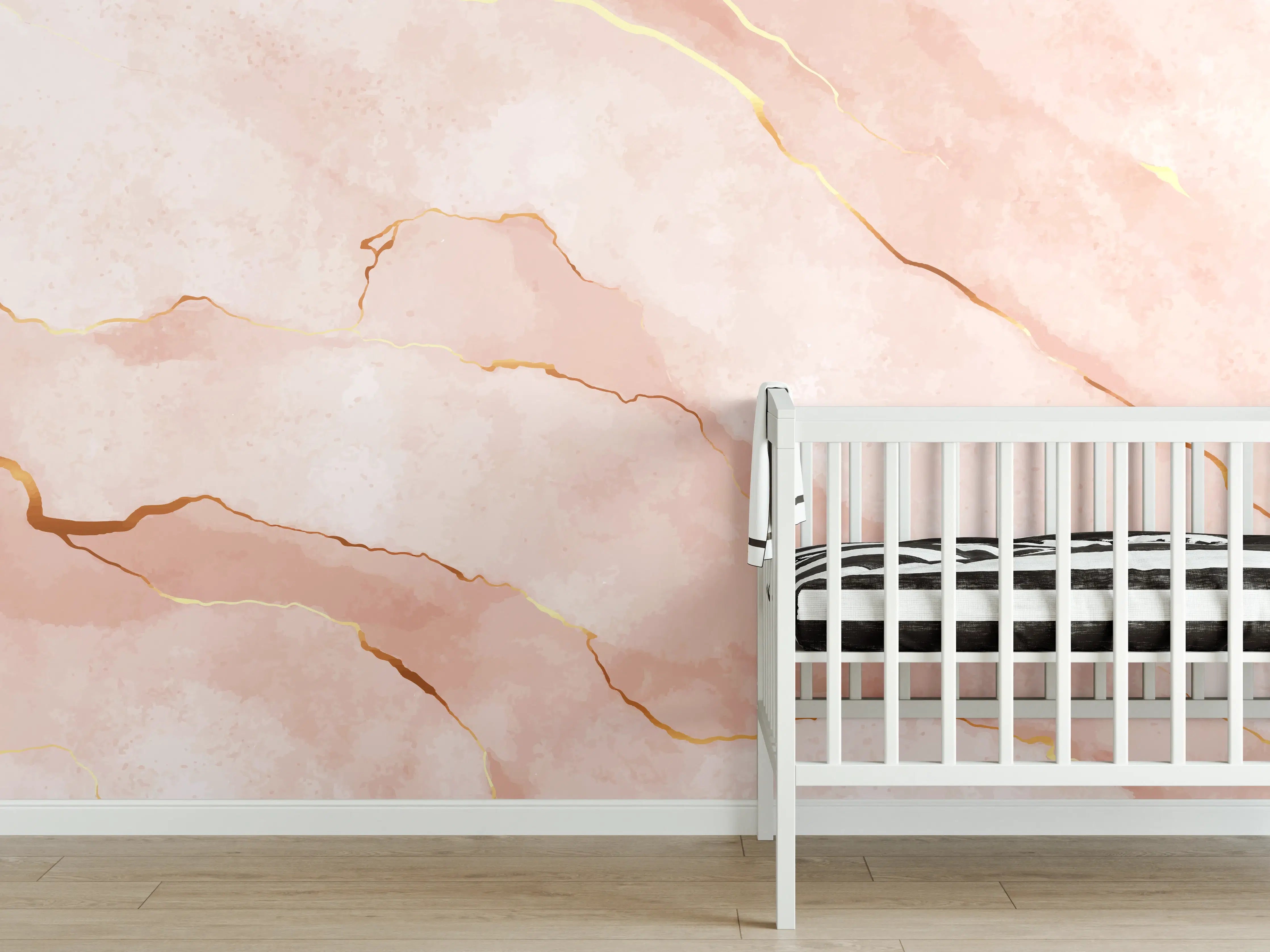 Babyzimmer Wandgestaltung - Textur in Roségold - Marmor