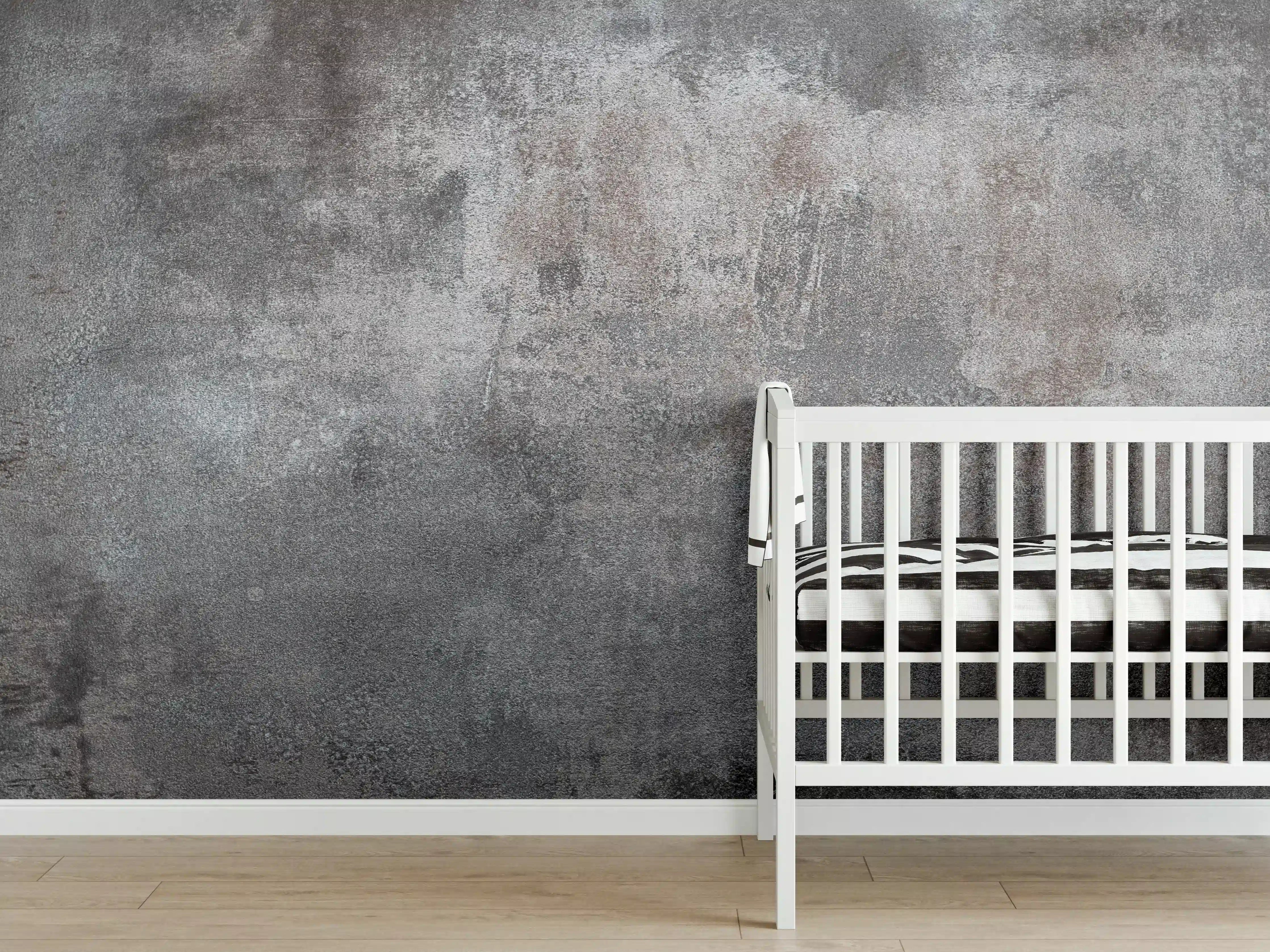 Babyzimmer Wandgestaltung - Texturiertes Grau-Metall-Finish
