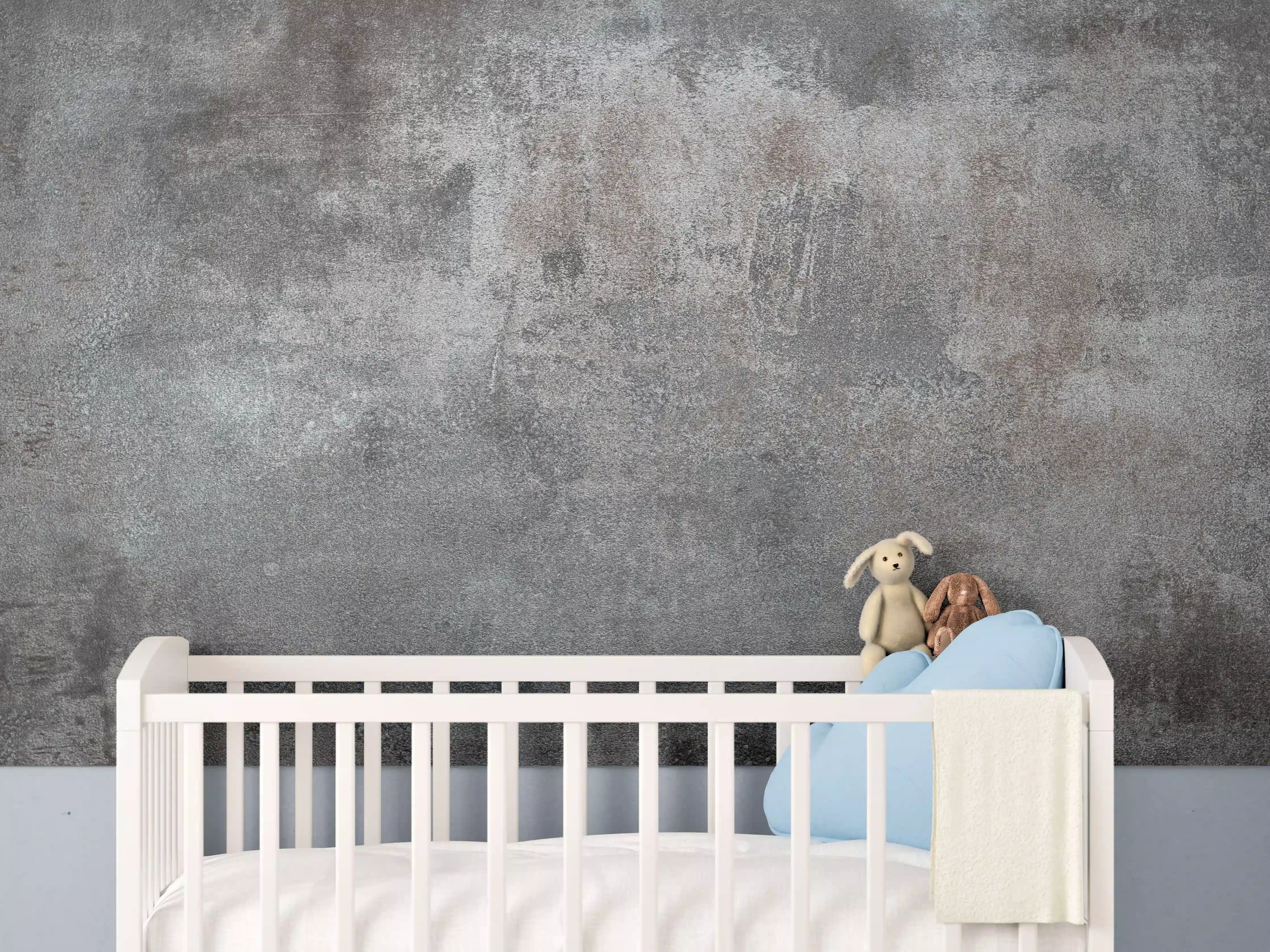 Babyzimmer Wandgestaltung - Texturiertes Grau-Metall-Finish