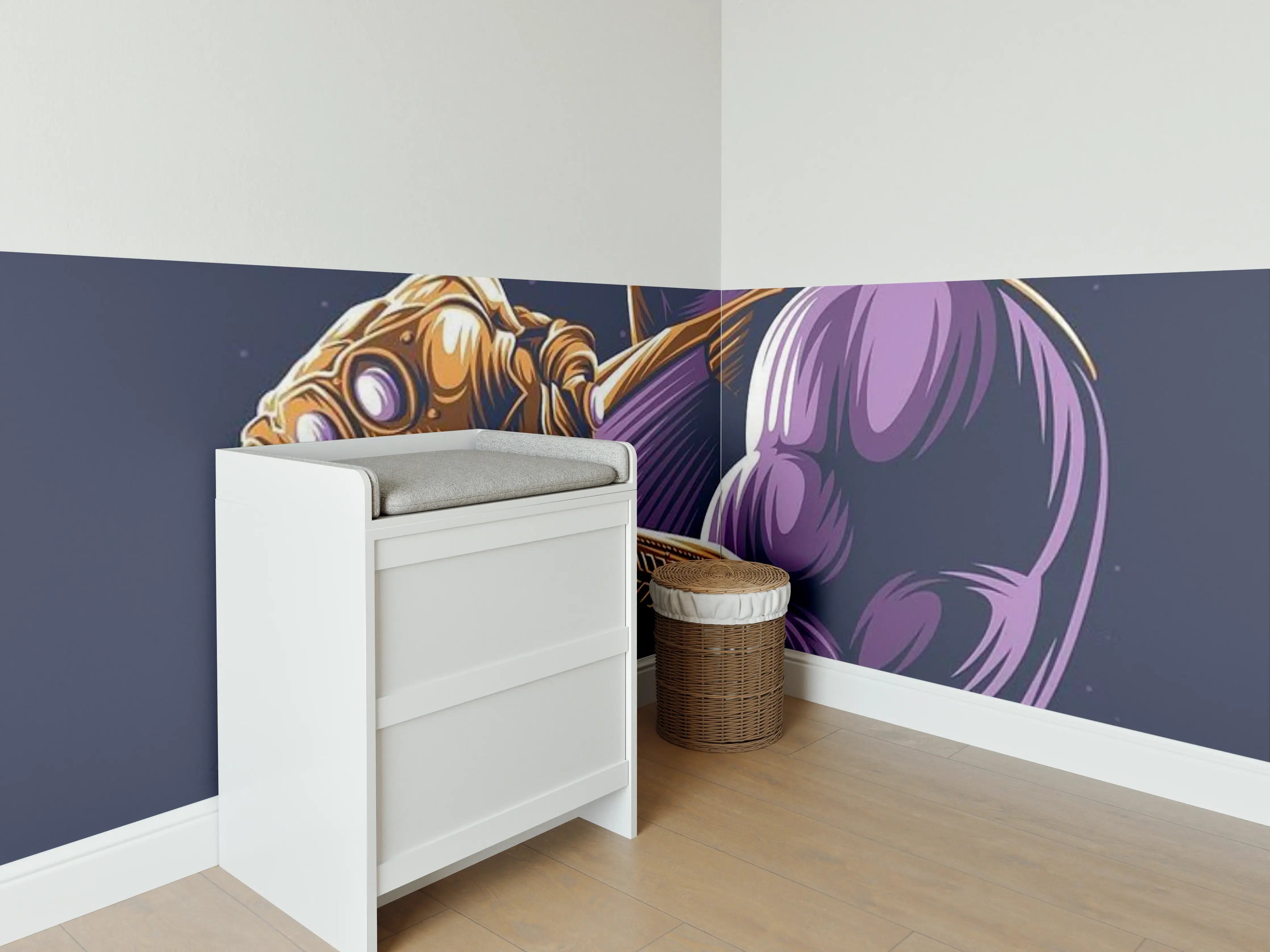 Babyzimmer Wandgestaltung - Thanos im Weltraum mit Infinity-Handschuh