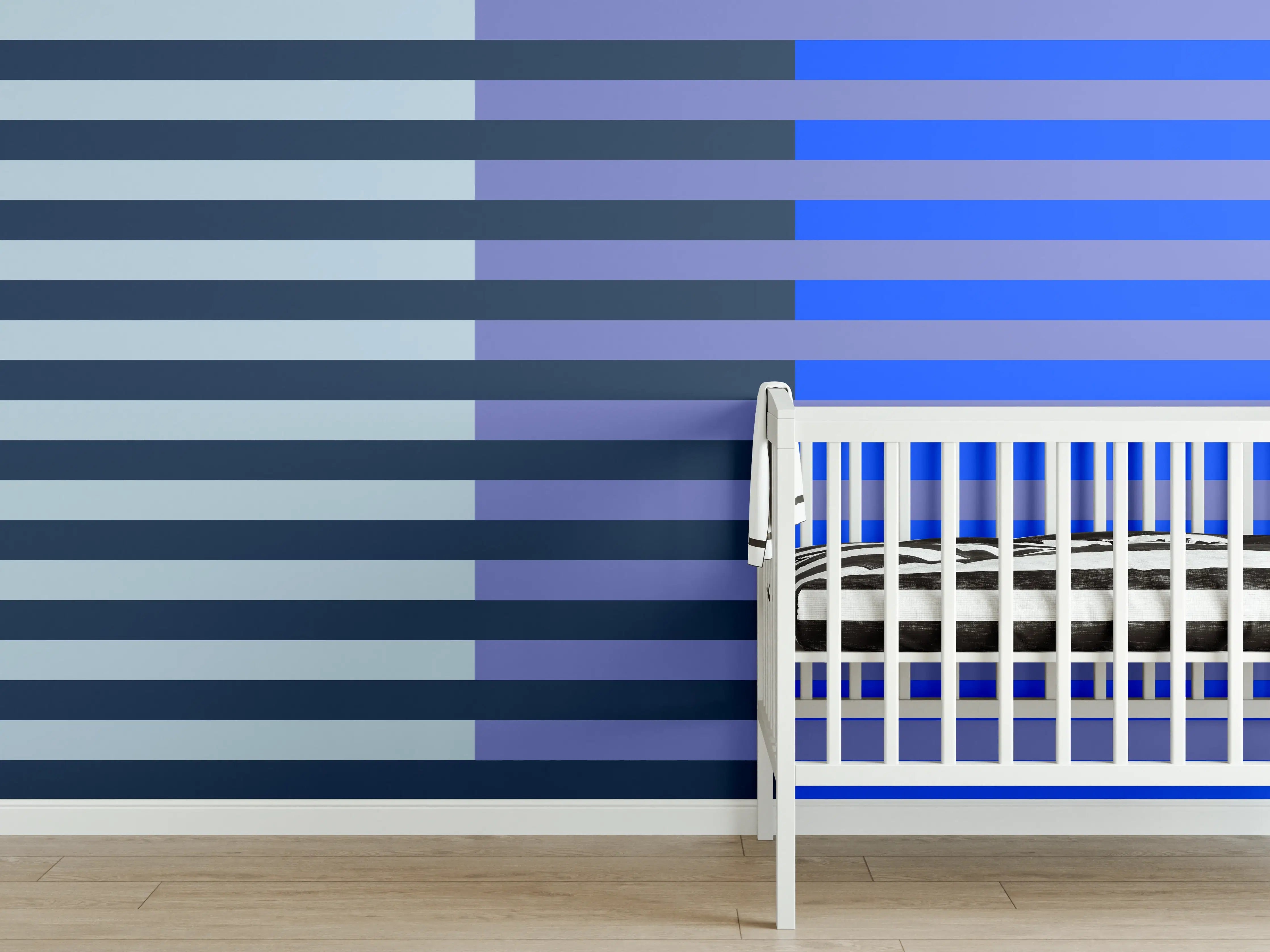 Babyzimmer Wandgestaltung - The Blues - Multy Stripes - Blueberry