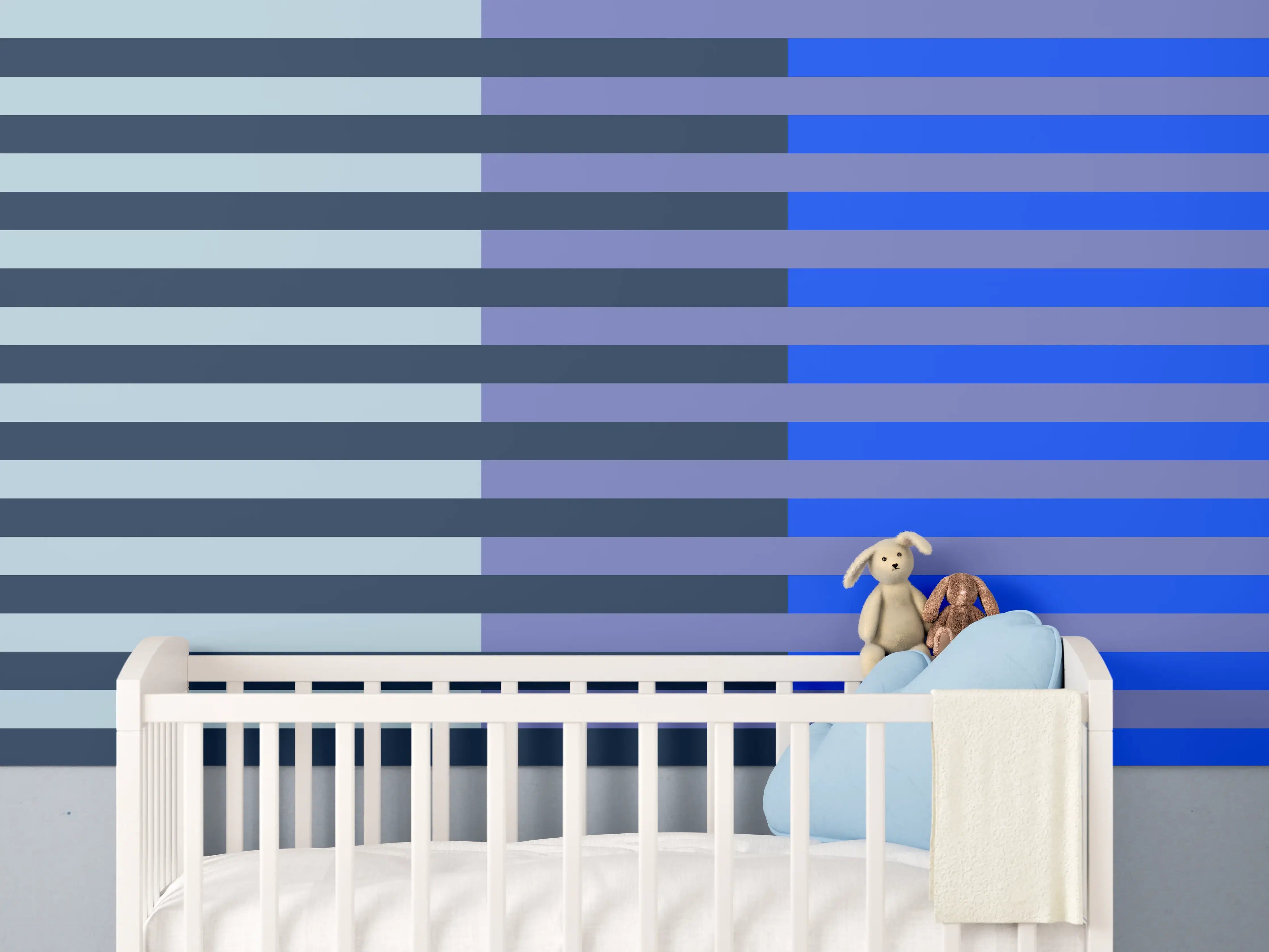 Babyzimmer Wandgestaltung - The Blues - Multy Stripes - Blueberry