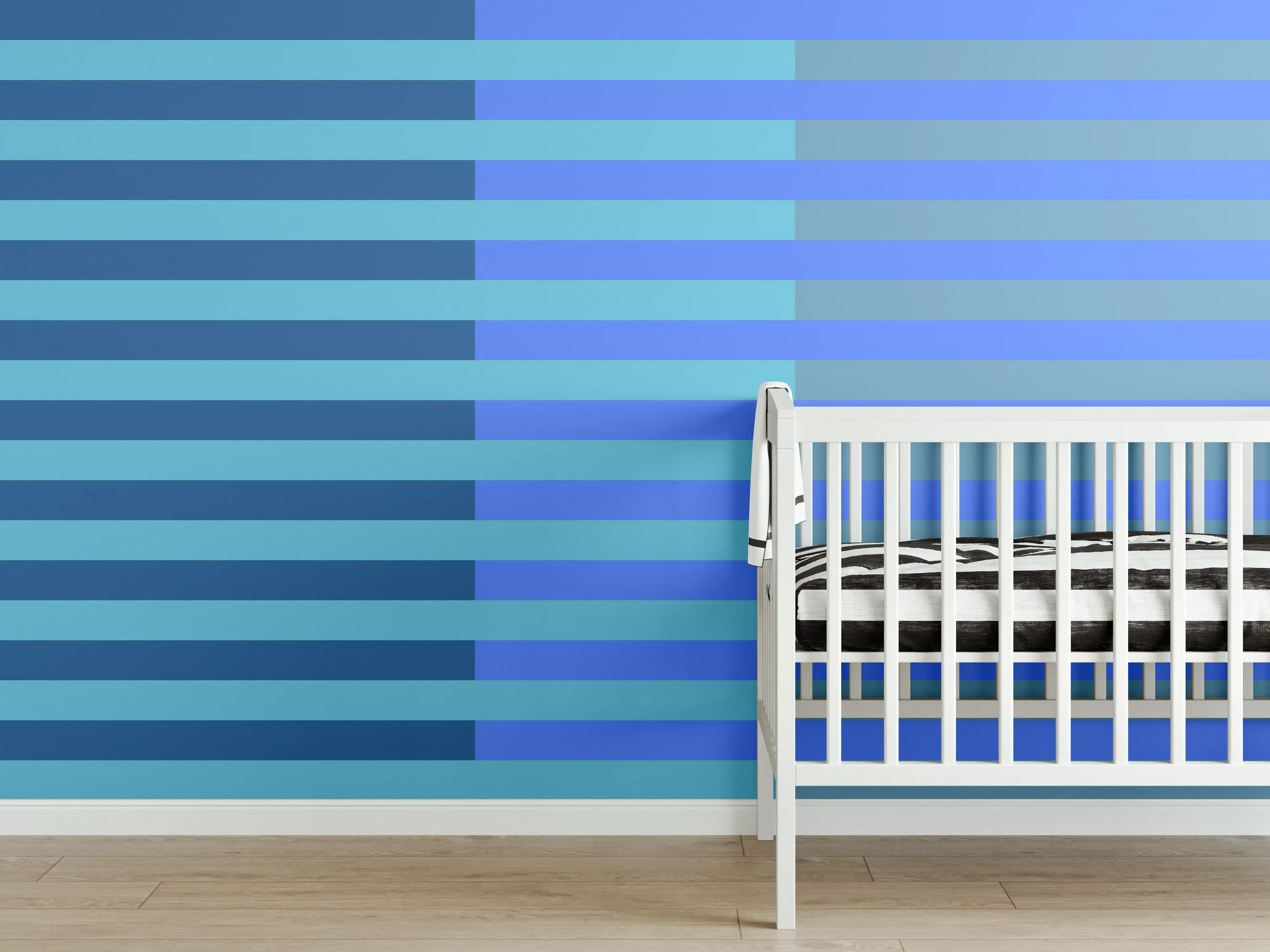 Babyzimmer Wandgestaltung - The Blues - Multy Stripes - Cornflower