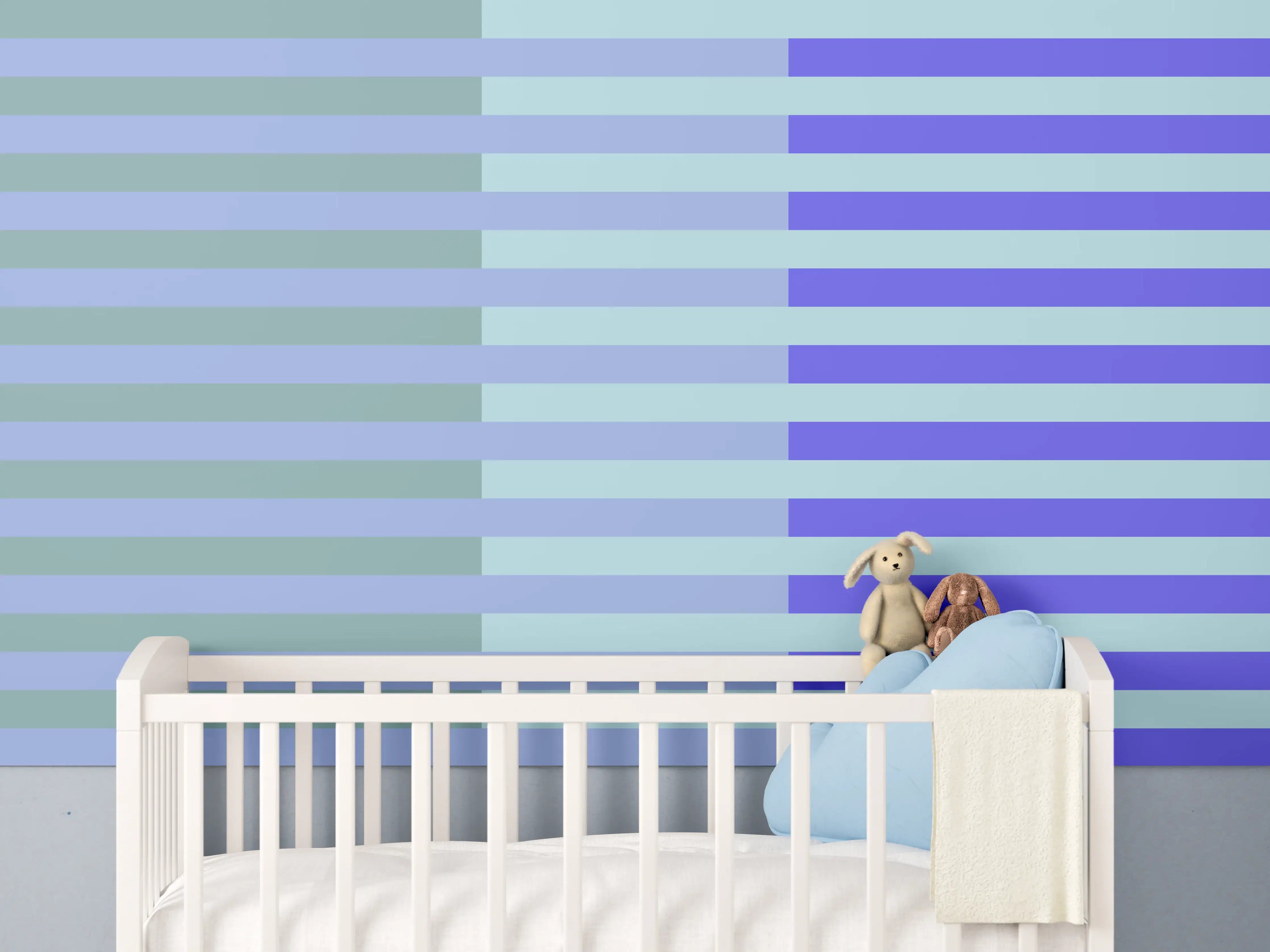 Babyzimmer Wandgestaltung - The Blues - Multy Stripes - Lavender