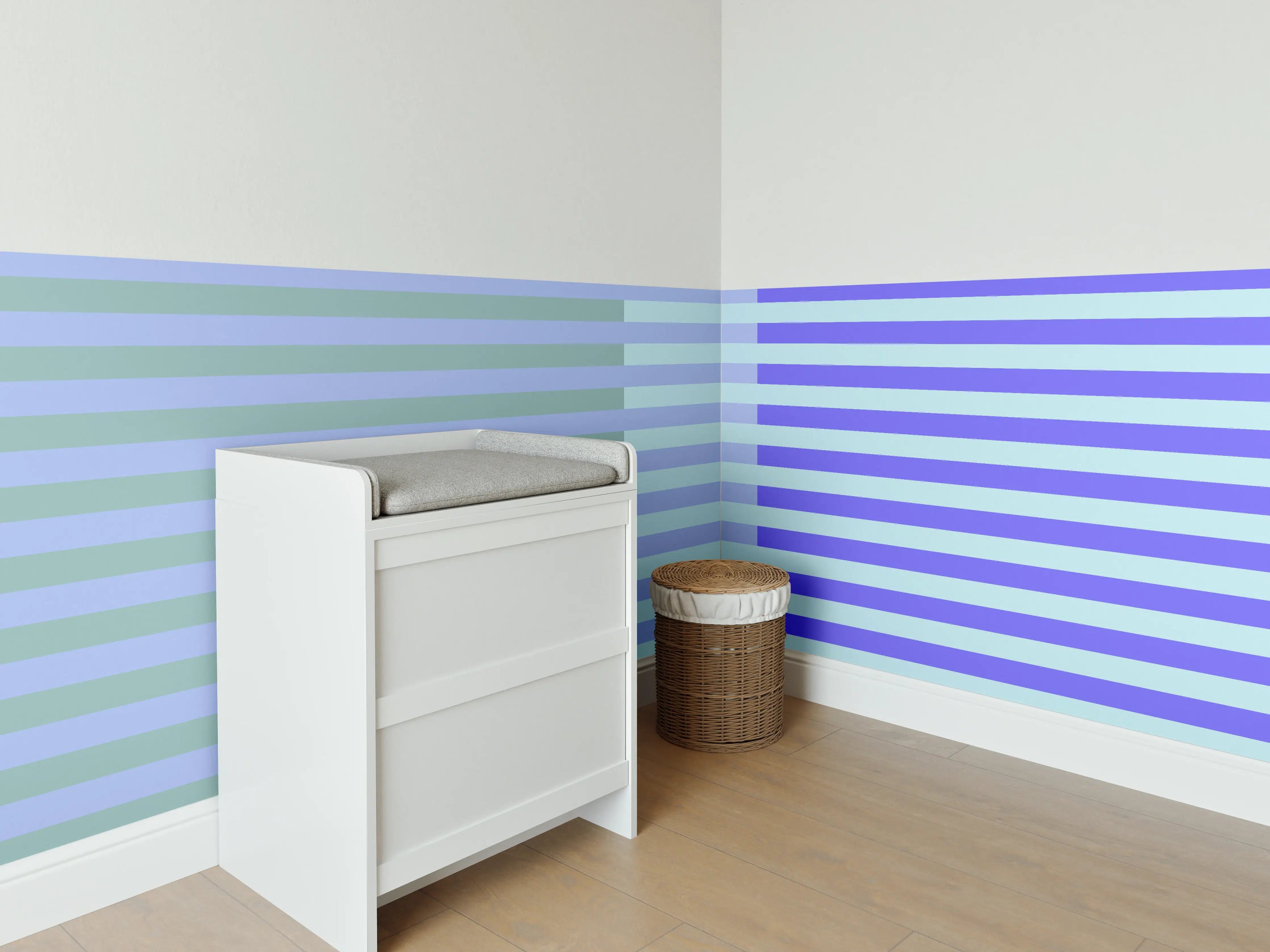 Babyzimmer Wandgestaltung - The Blues - Multy Stripes - Lavender