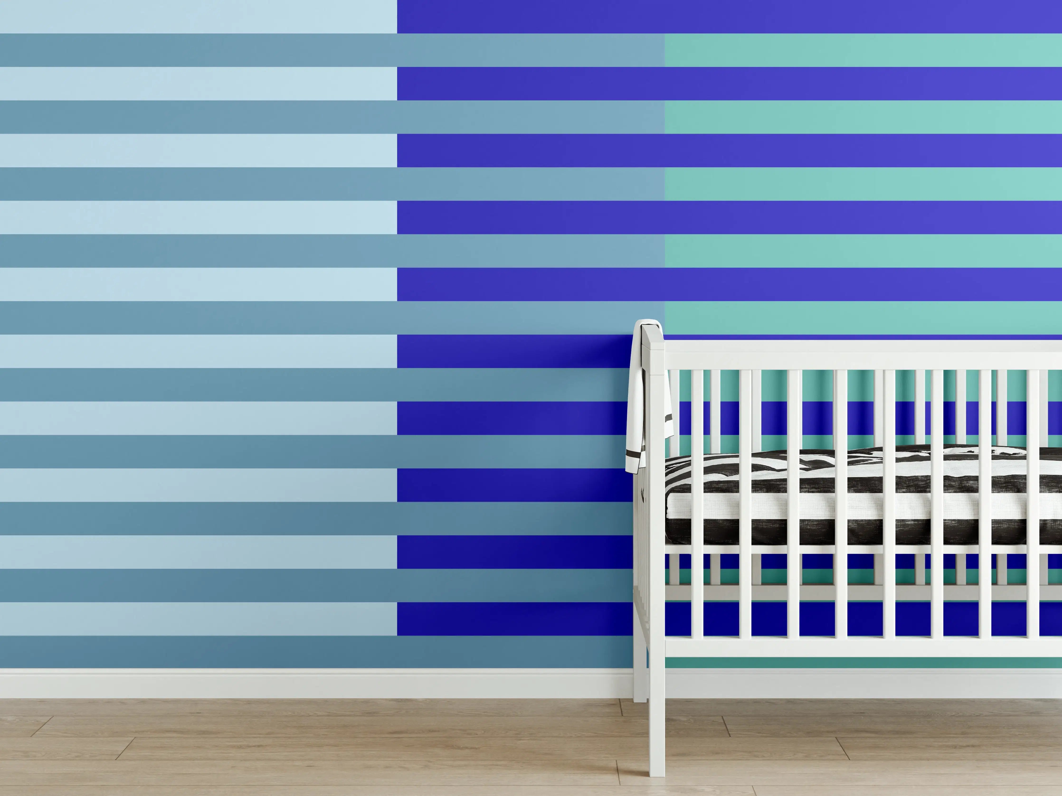 Babyzimmer Wandgestaltung - The Blues - Multy Stripes - Ocean