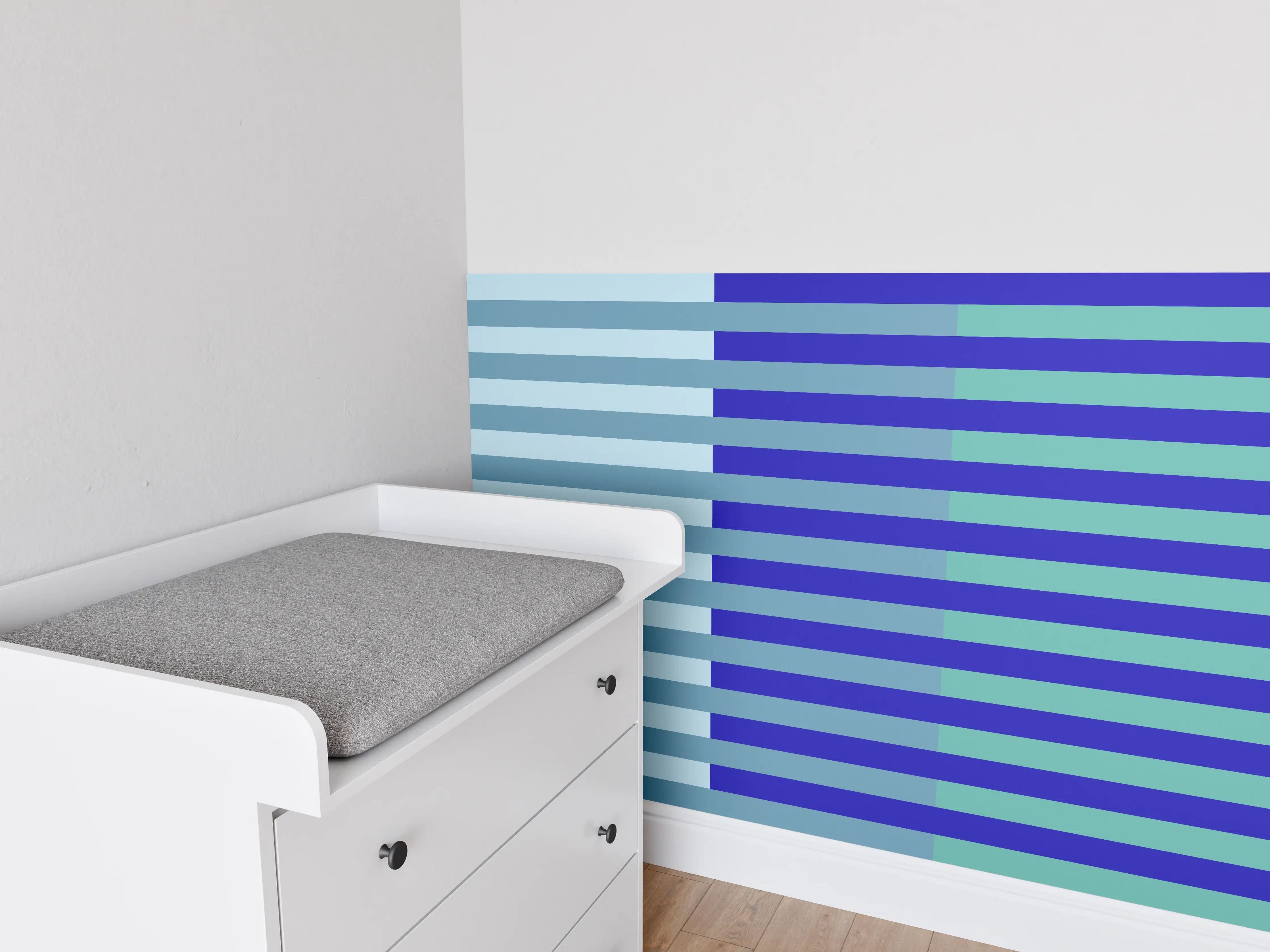 Babyzimmer Wandgestaltung - The Blues - Multy Stripes - Ocean