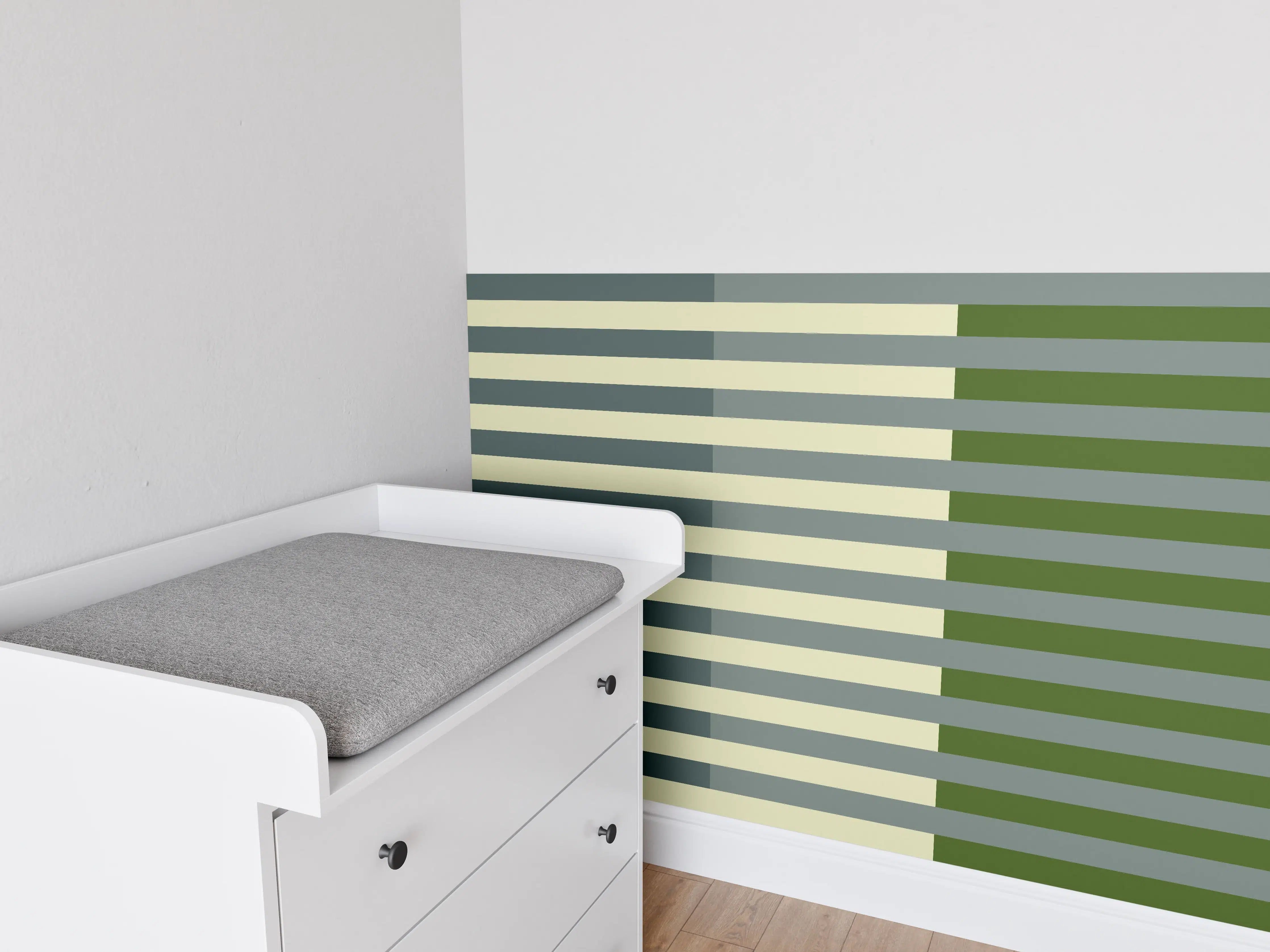 Babyzimmer Wandgestaltung - The Greens - Multy Stripes - Avocado