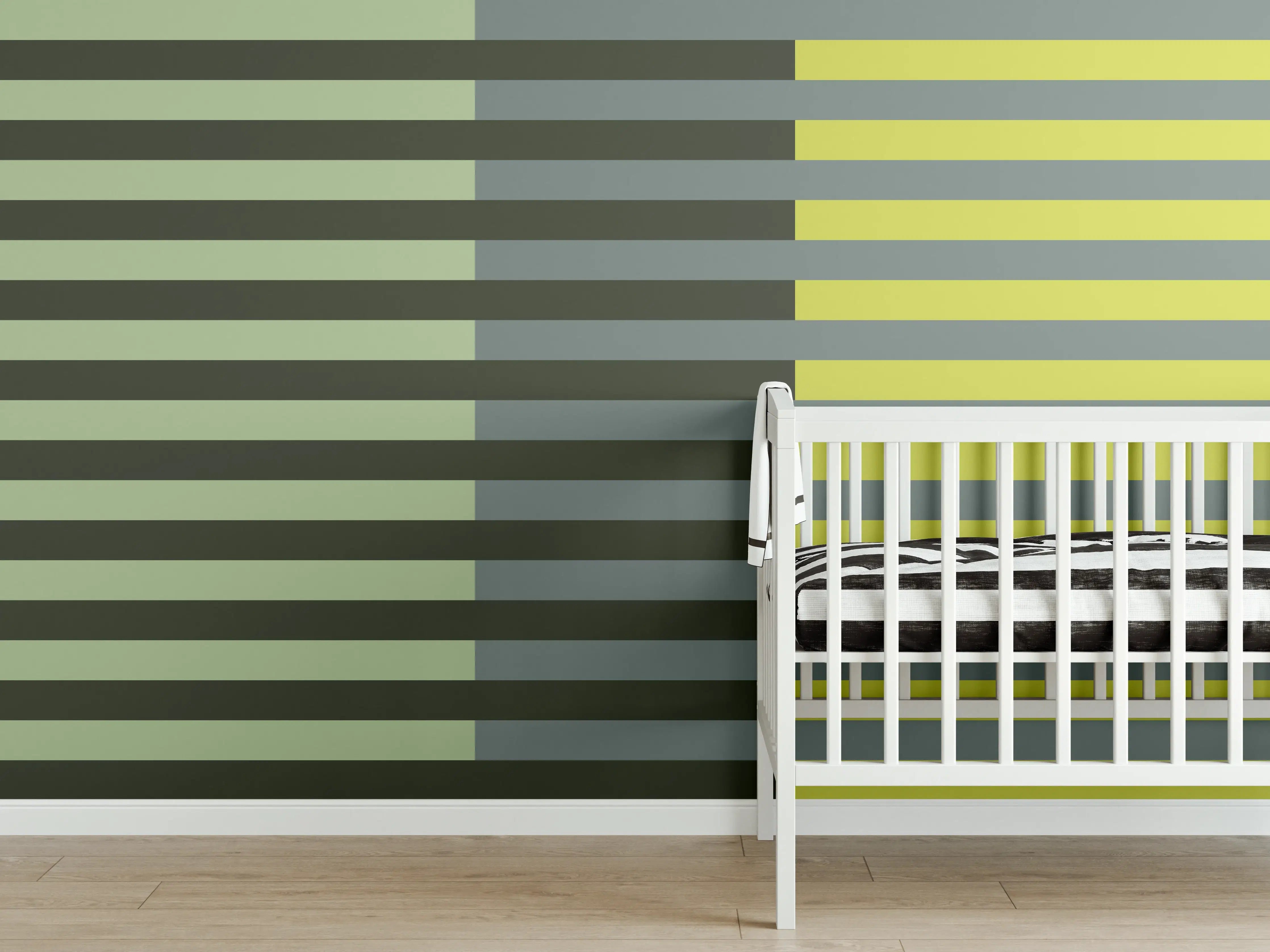 Babyzimmer Wandgestaltung - The Greens - Multy Stripes - Matcha